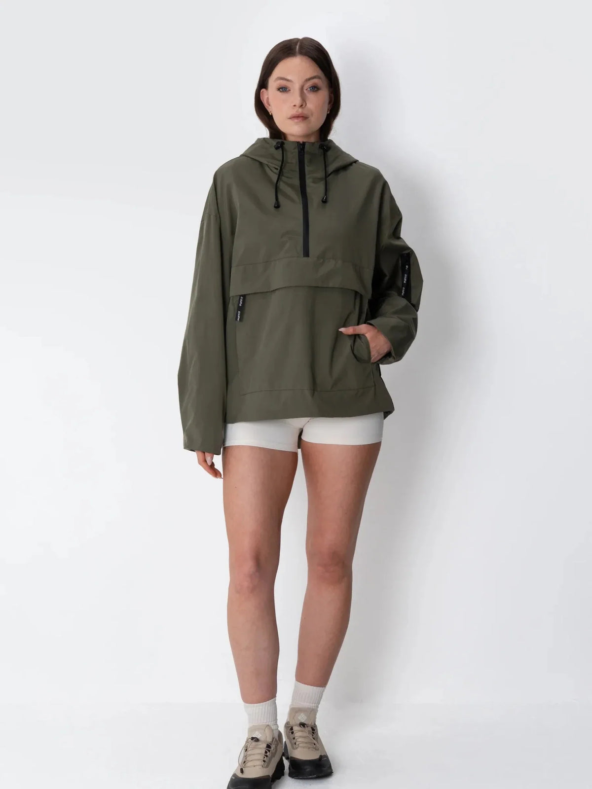 PUFFLT Army Green Relaxed Fit Rain Hoodie