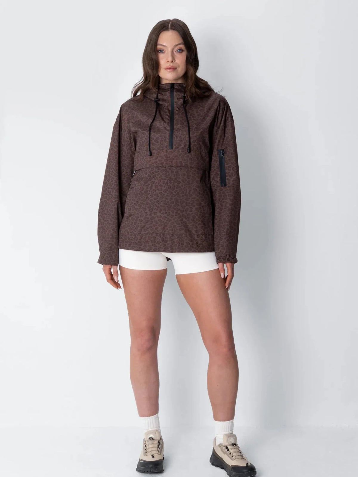 PUFFLT Mocha Leopard Relaxed Fit Rain Hoodie