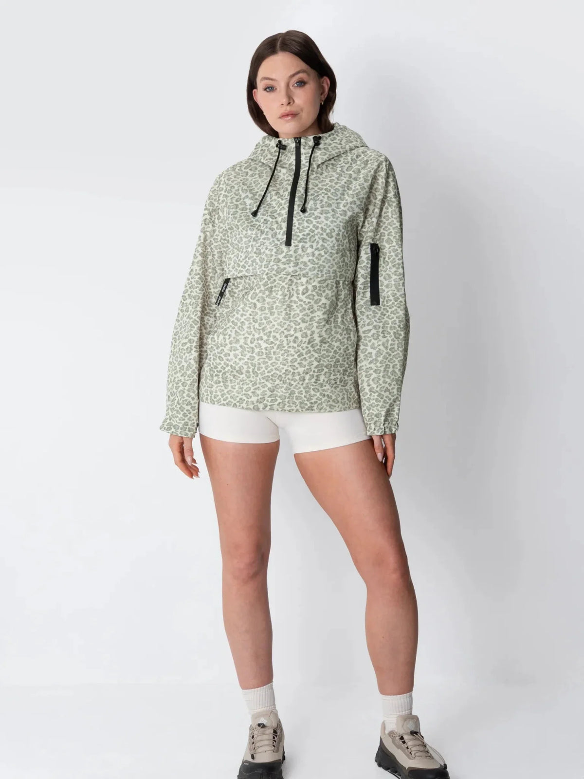 PUFFLT Olive Leopard Relaxed Fit Rain Hoodie