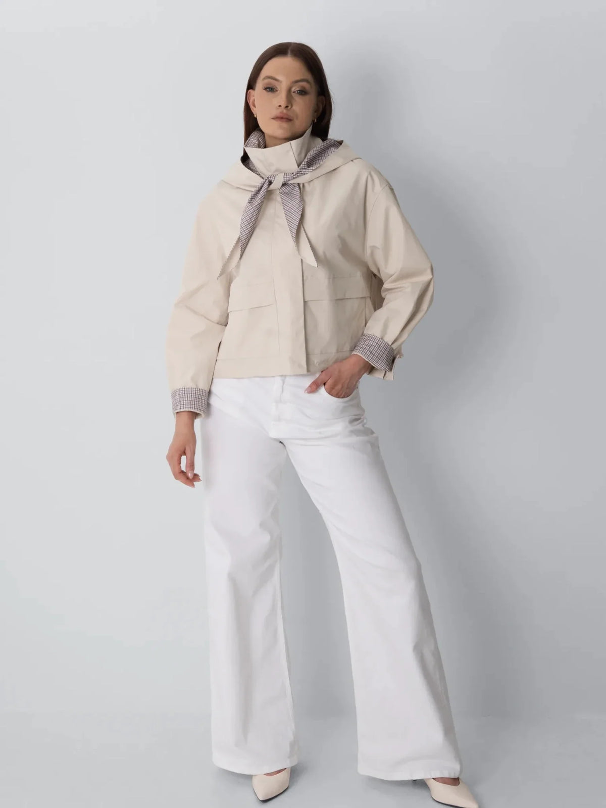 PUFFLT Funnel Collar Waterproof Bomber Jacket With Optional Hooded Scarf