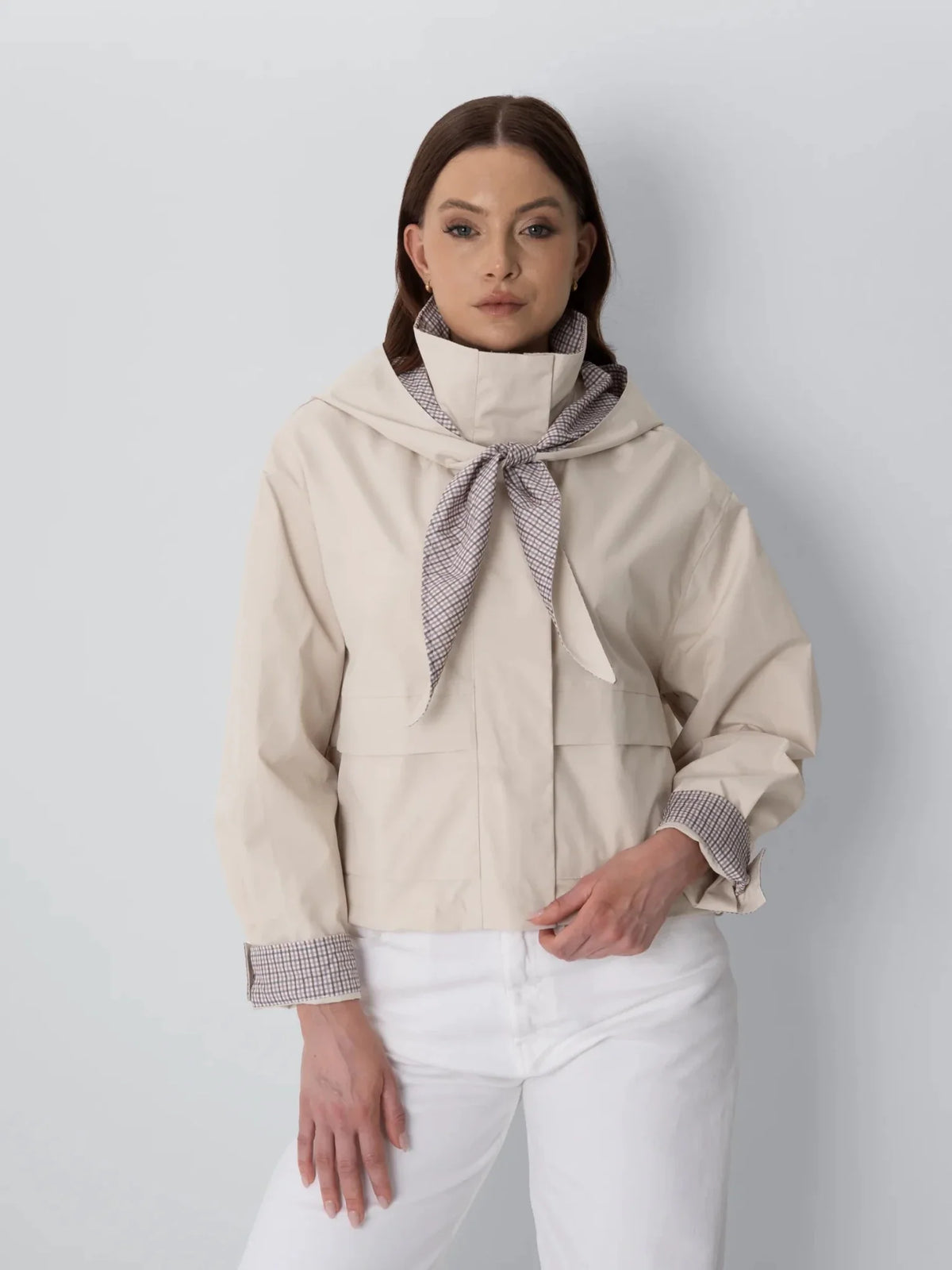 PUFFLT Funnel Collar Waterproof Bomber Jacket With Optional Hooded Scarf