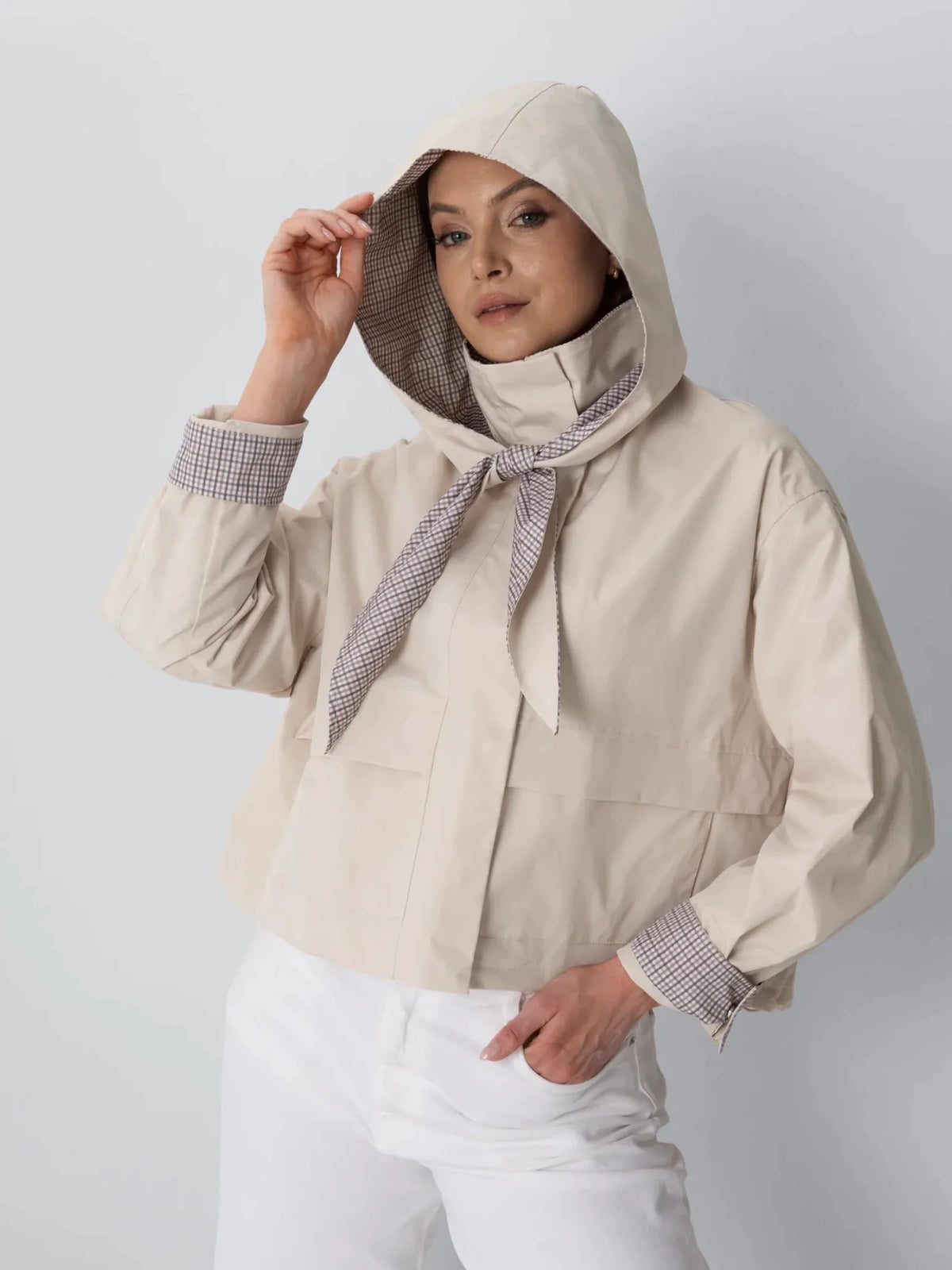 PUFFLT Funnel Collar Waterproof Bomber Jacket With Optional Hooded Scarf