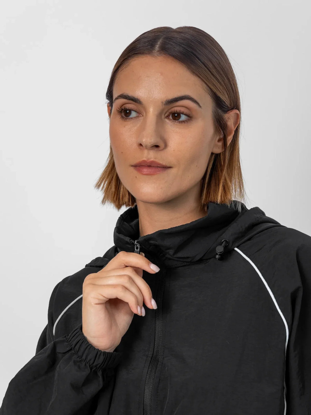 PUFFLT Water Repellent Full-Zip Packable-Hood Track Jacket