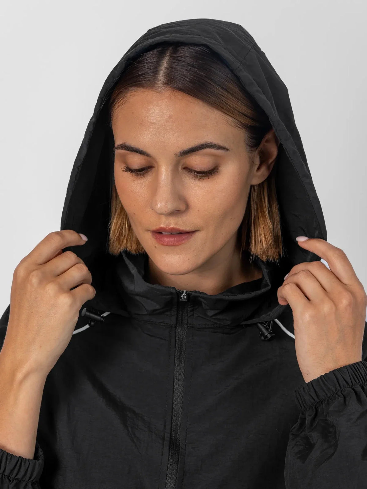 PUFFLT Water Repellent Full-Zip Packable-Hood Track Jacket