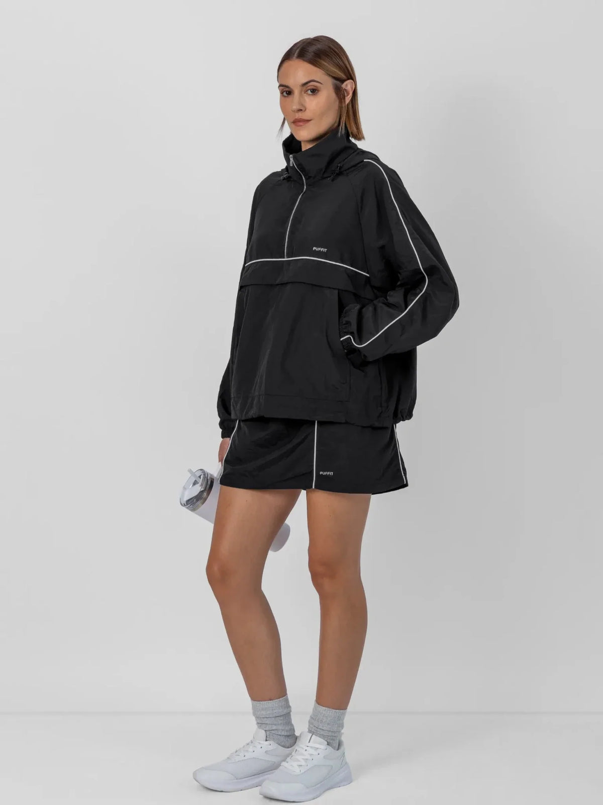 PUFFLT Water Repellent Packable-Hood Track Anorak