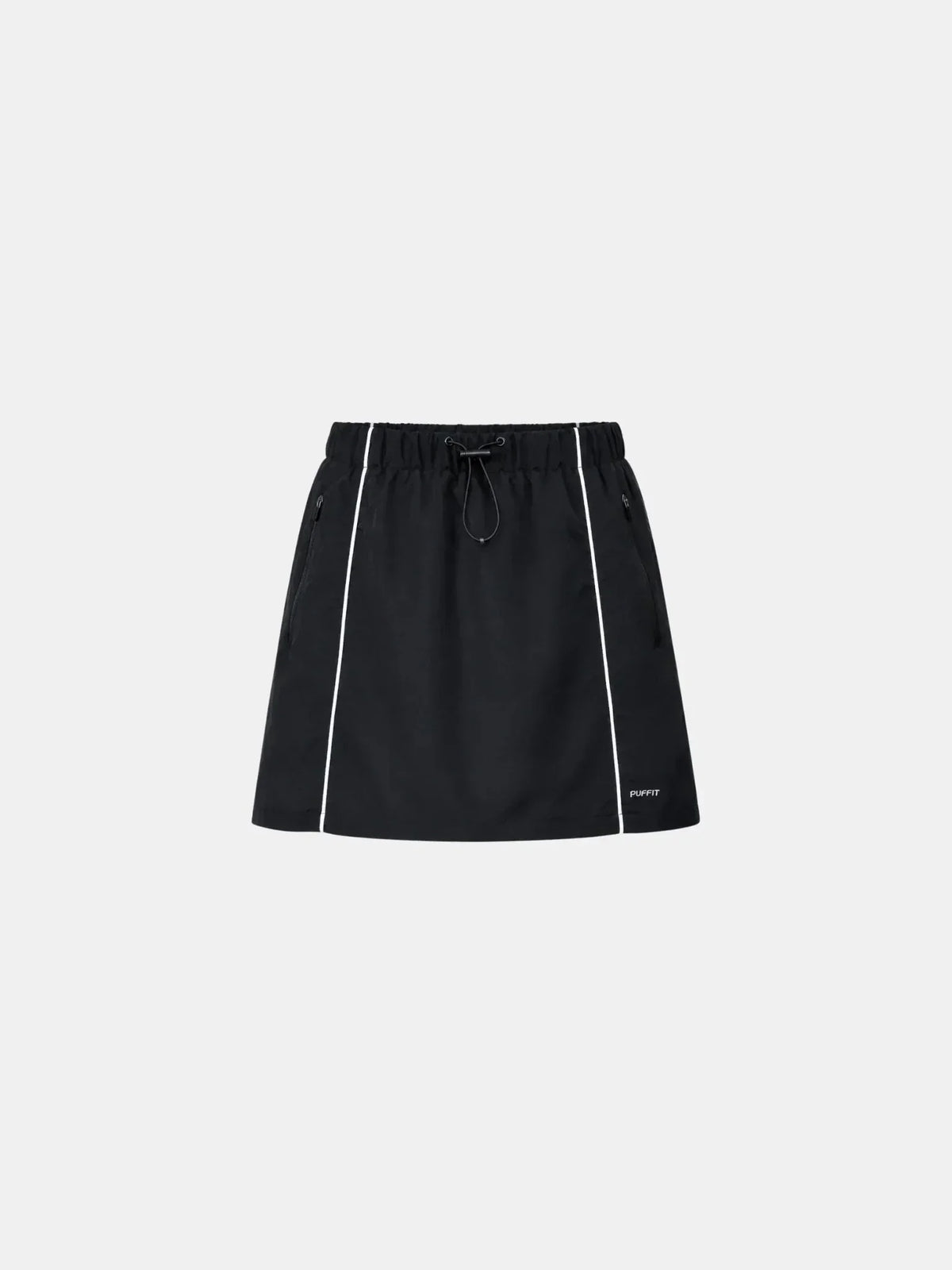 PUFFLT black water repellent regular fit track skirt with white piping