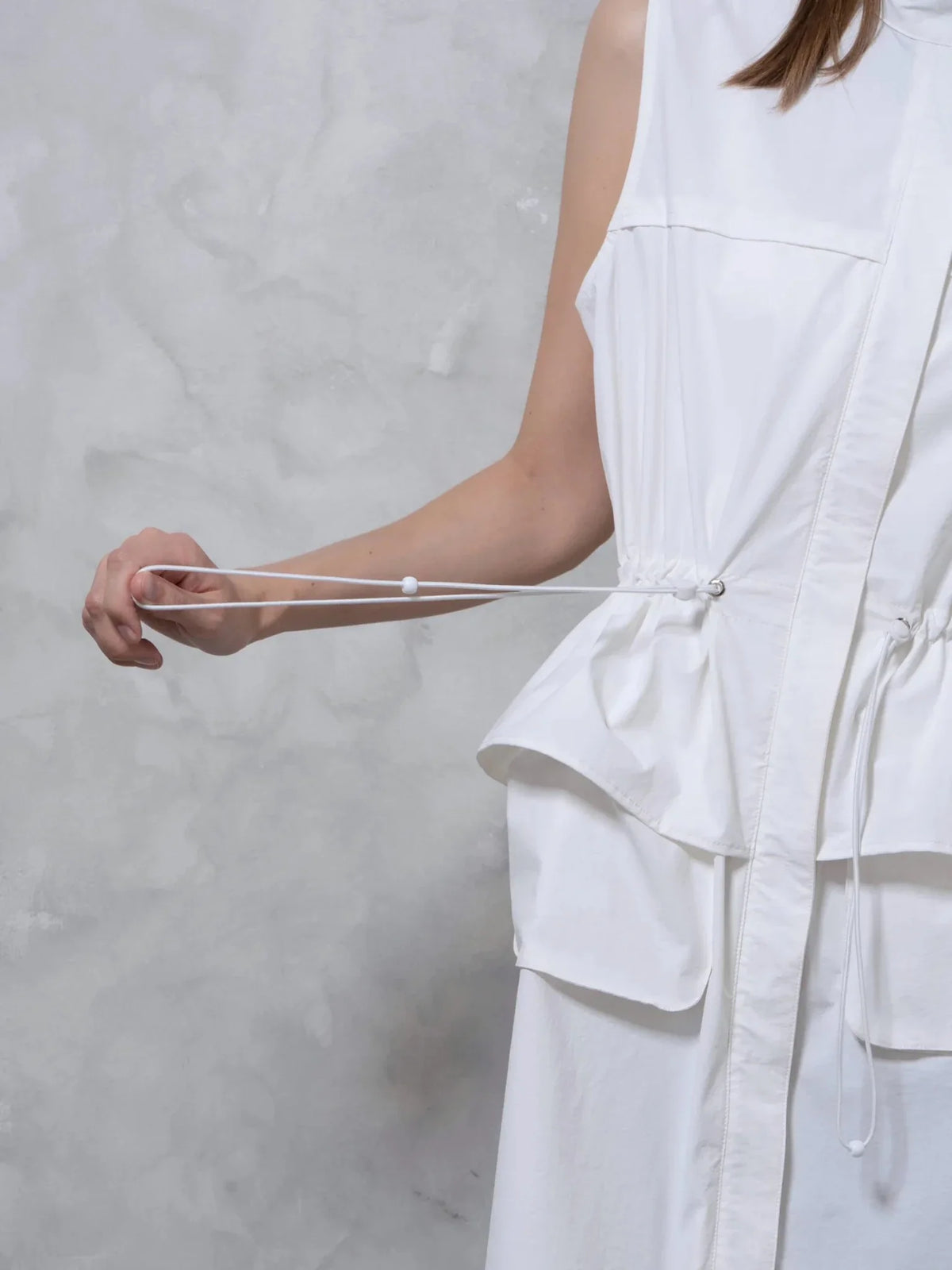 PUFFLT Drawstring Waist Sleeveless Zipped Long Bubble Dress