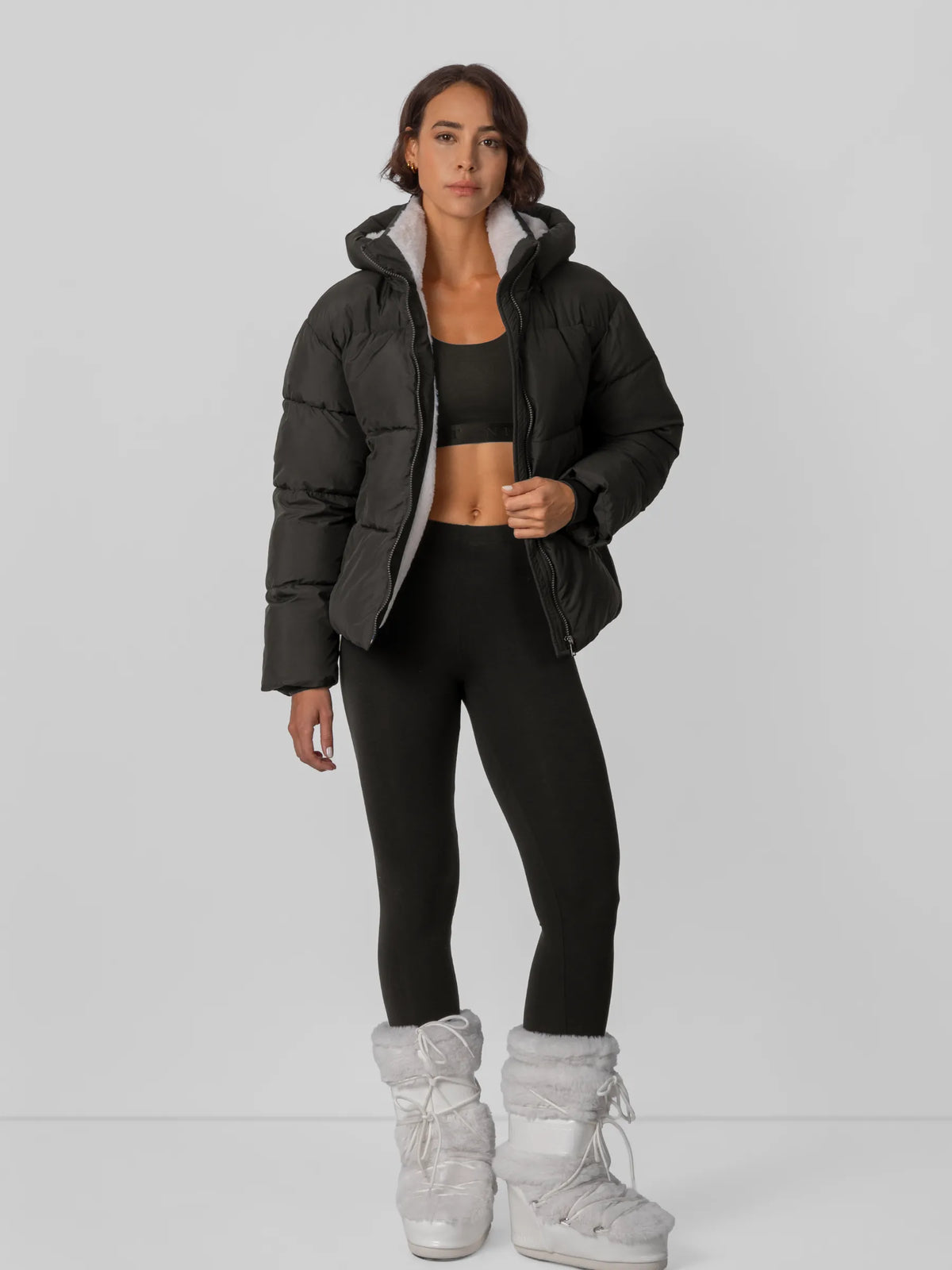 PUFFLT Short Detachable Hooded Puffer Jacket