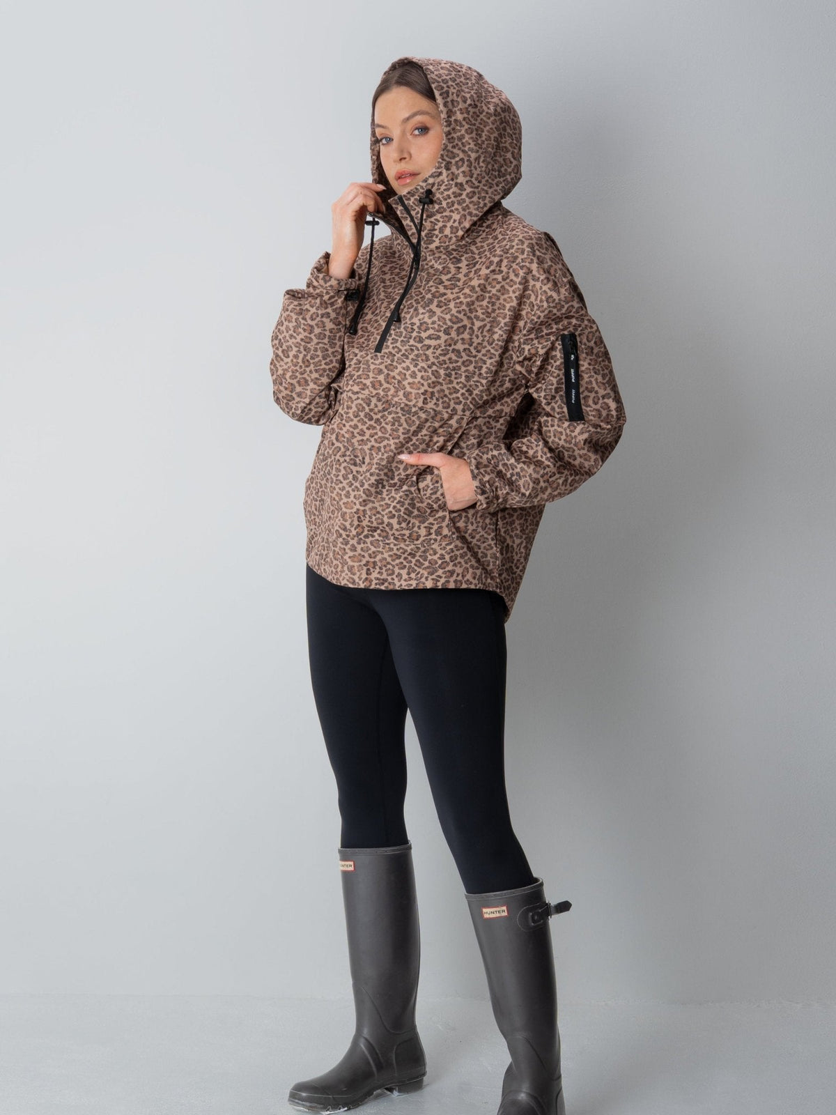 PUFFLT Leopard Print Relaxed Fit Rain Hoodie
