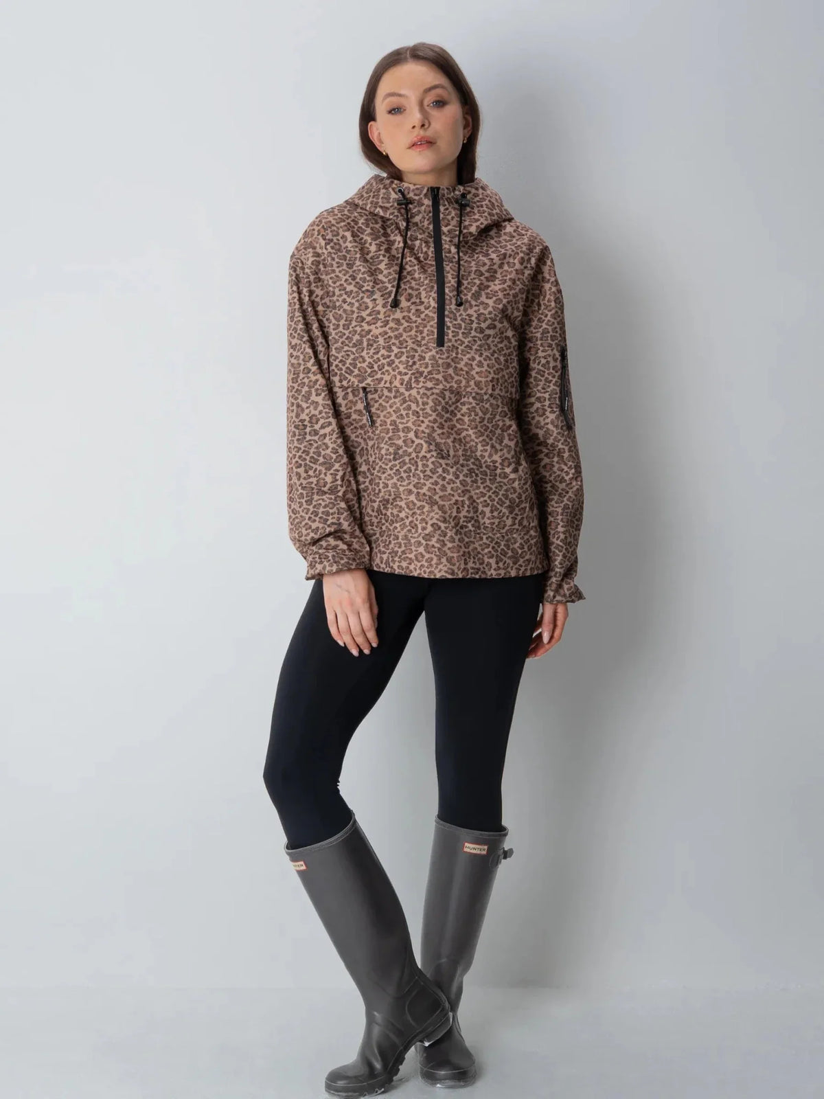 PUFFLT Leopard Print Relaxed Fit Rain Hoodie