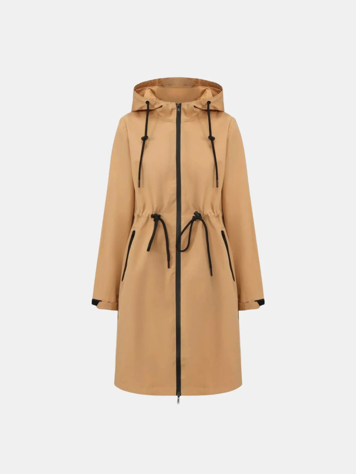 PUFFLT Beige Full Length Brushed Lined Raincoat