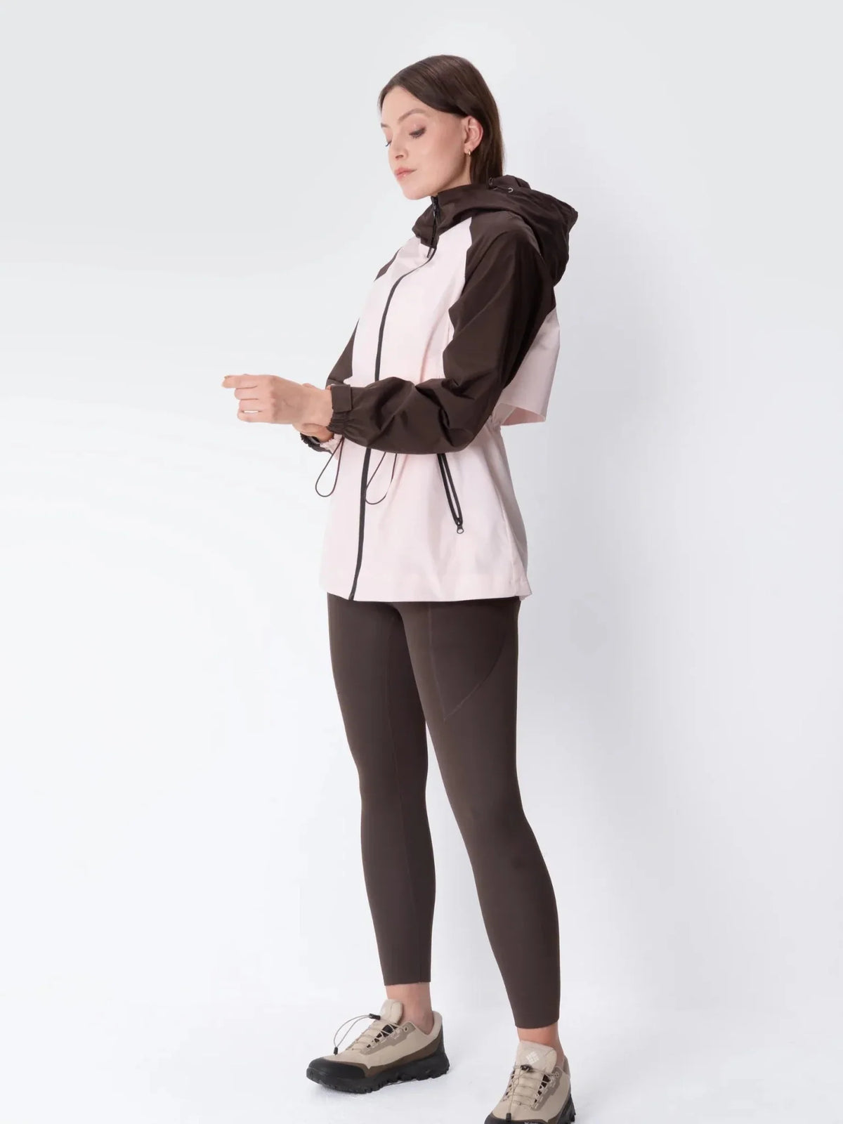 PUFFLT Brown/Pink Full-Zip Rain Jacket