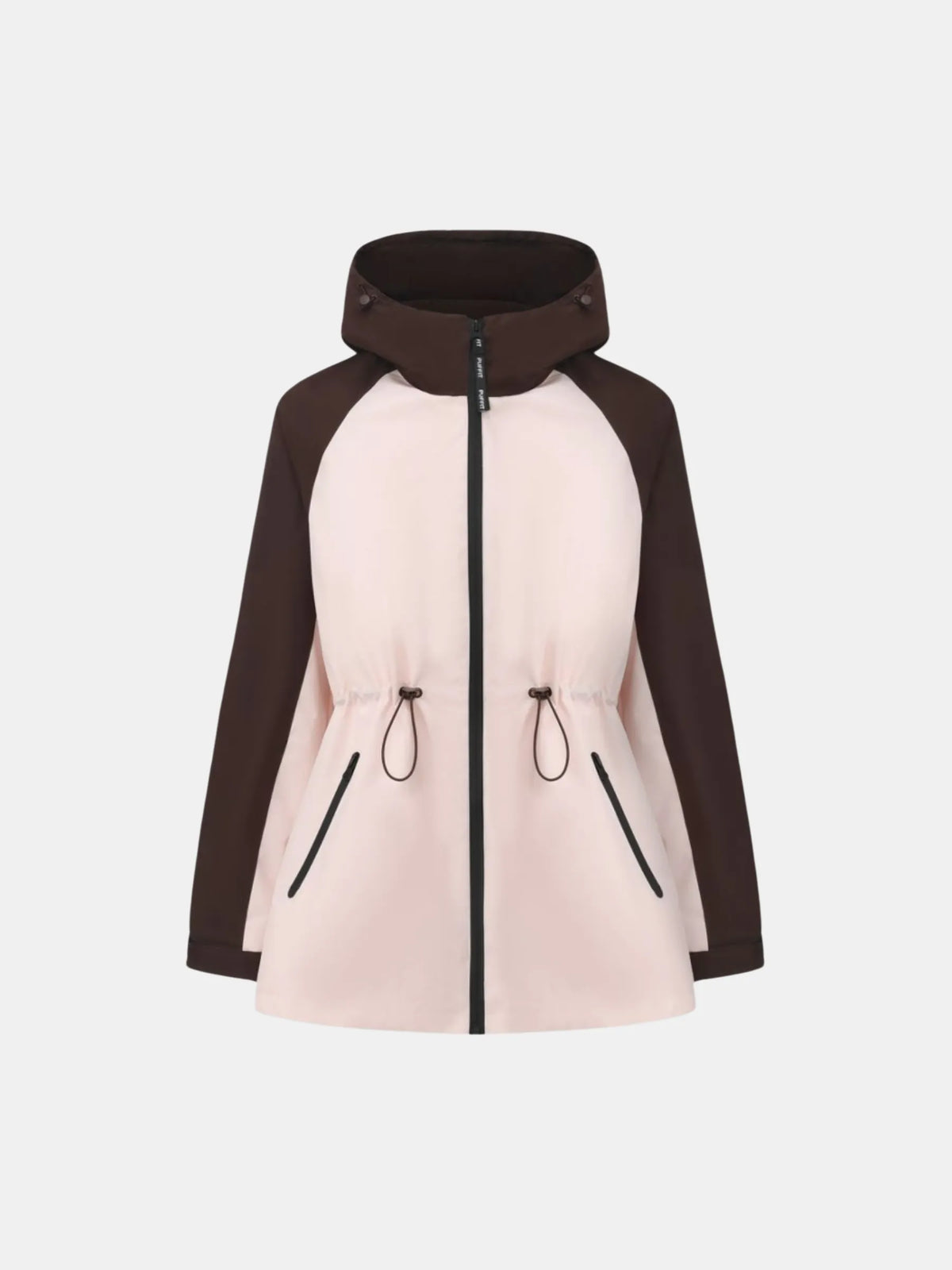 PUFFLT Brown/Pink Full-Zip Rain Jacket