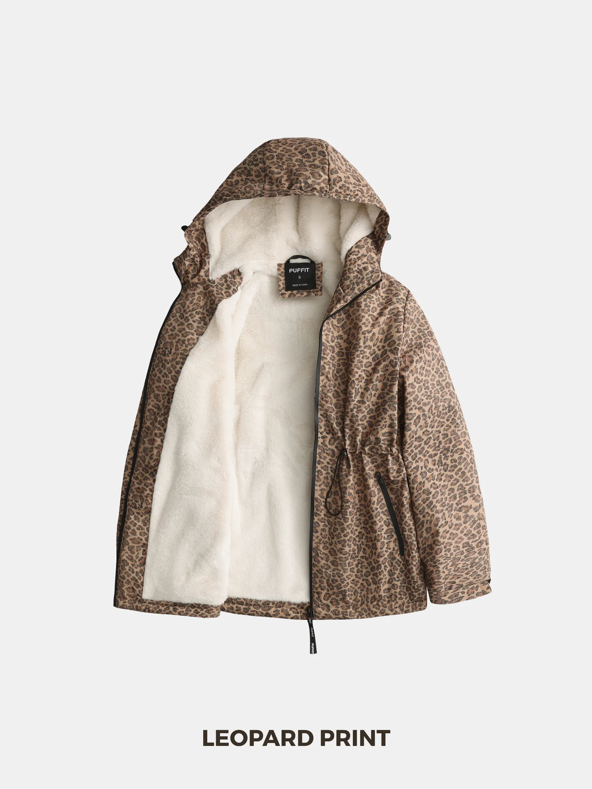 PUFFLT Faux Fur Lined Full Zip Rain Jacket