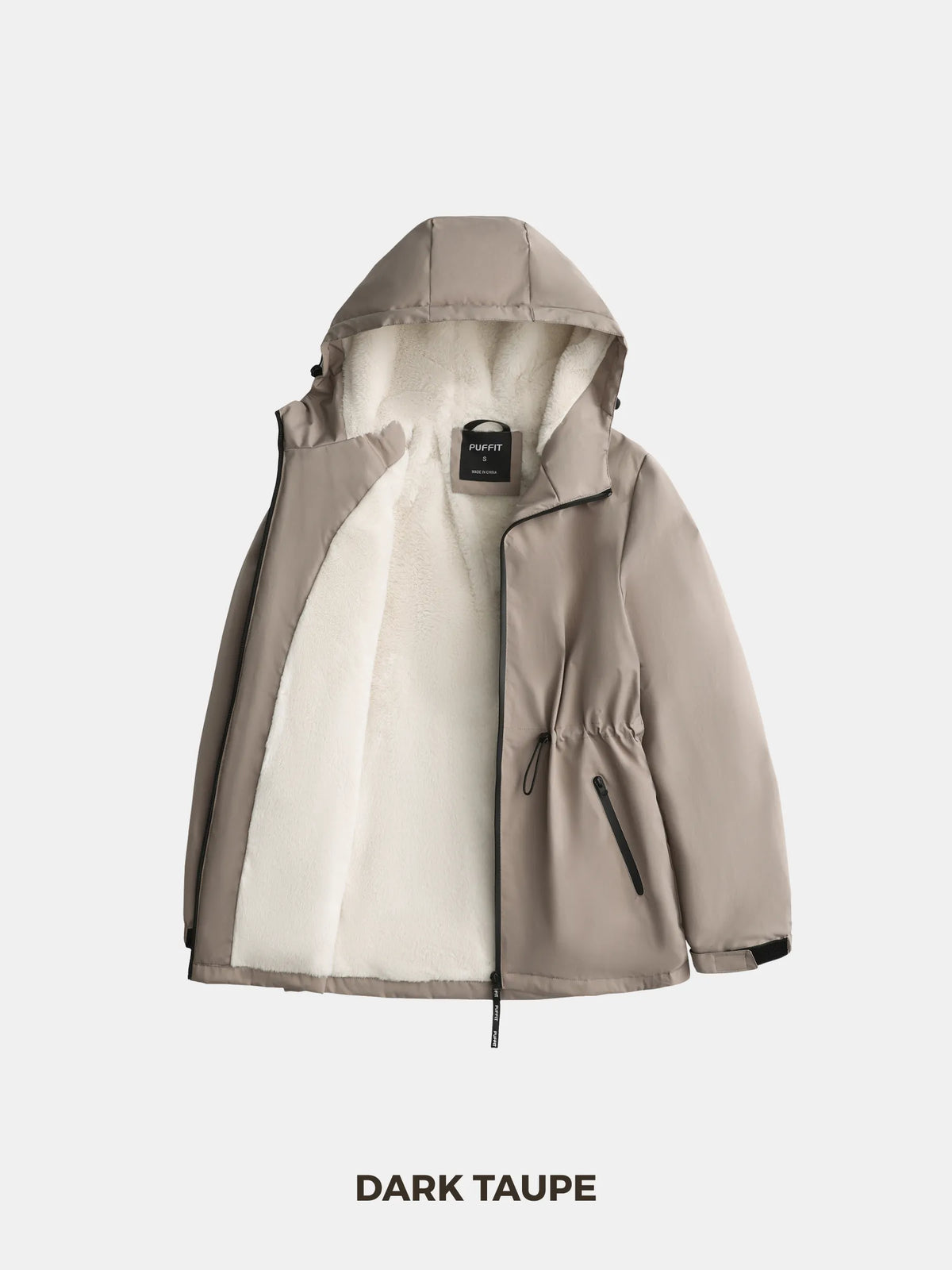 PUFFLT Faux Fur Lined Full Zip Rain Jacket