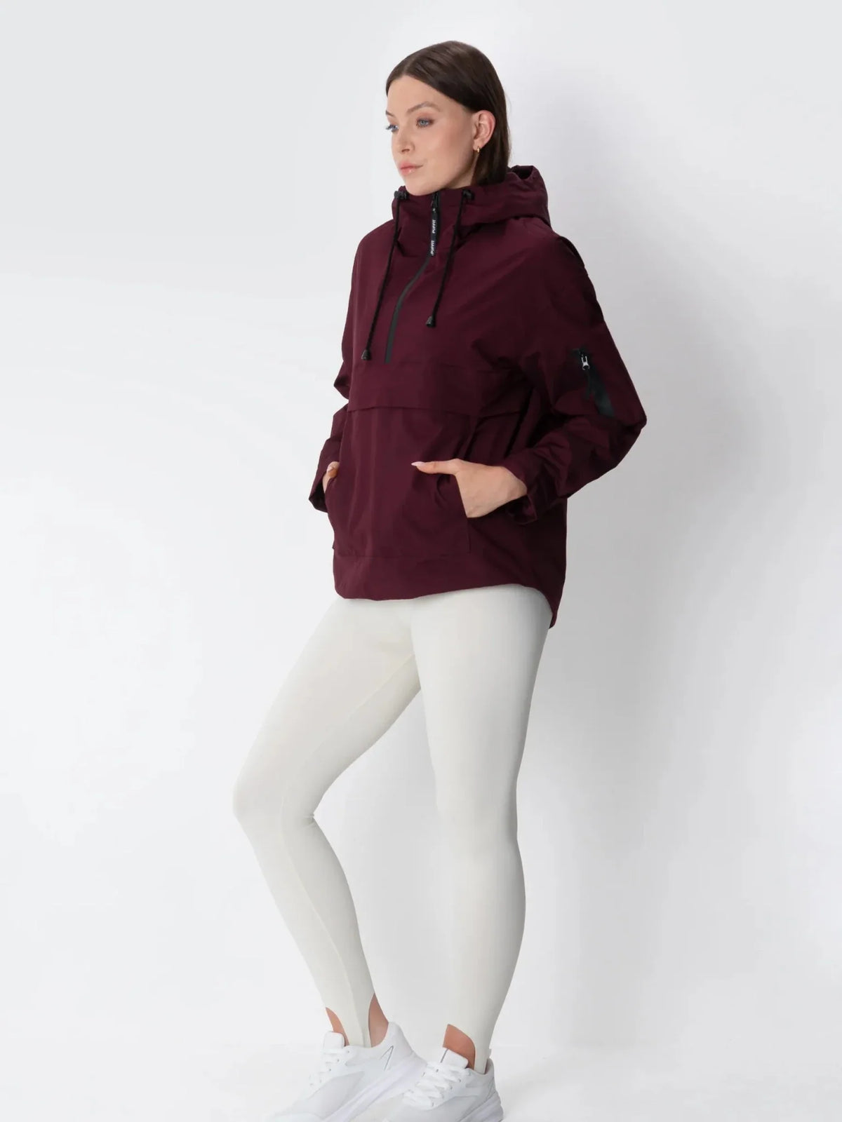 PUFFLT Burgundy Relaxed Fit Rain Hoodie