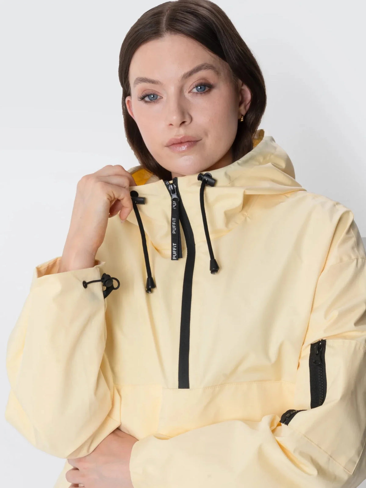 PUFFLT Butter Cream Relaxed Fit Rain Hoodie