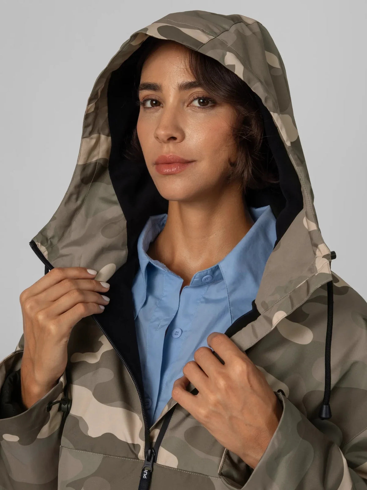 PUFFLT Taupe Camo Relaxed Fit Rain Hoodie