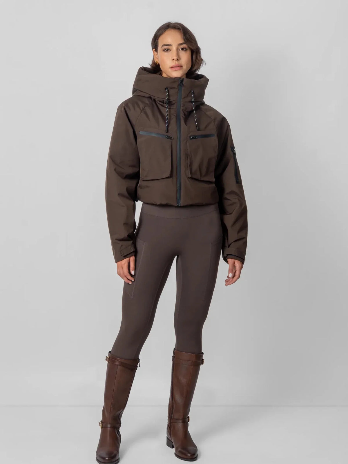 PUFFLT Padded Cropped Hooded Rain Jacket