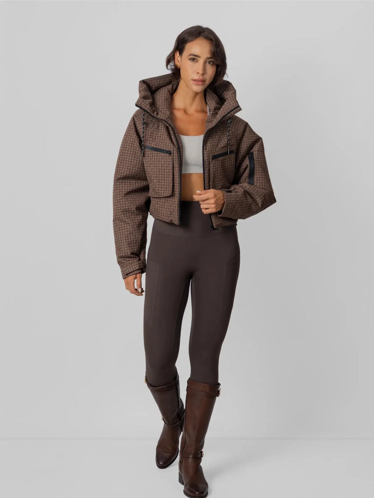 PUFFLT Padded Cropped Hooded Rain Jacket