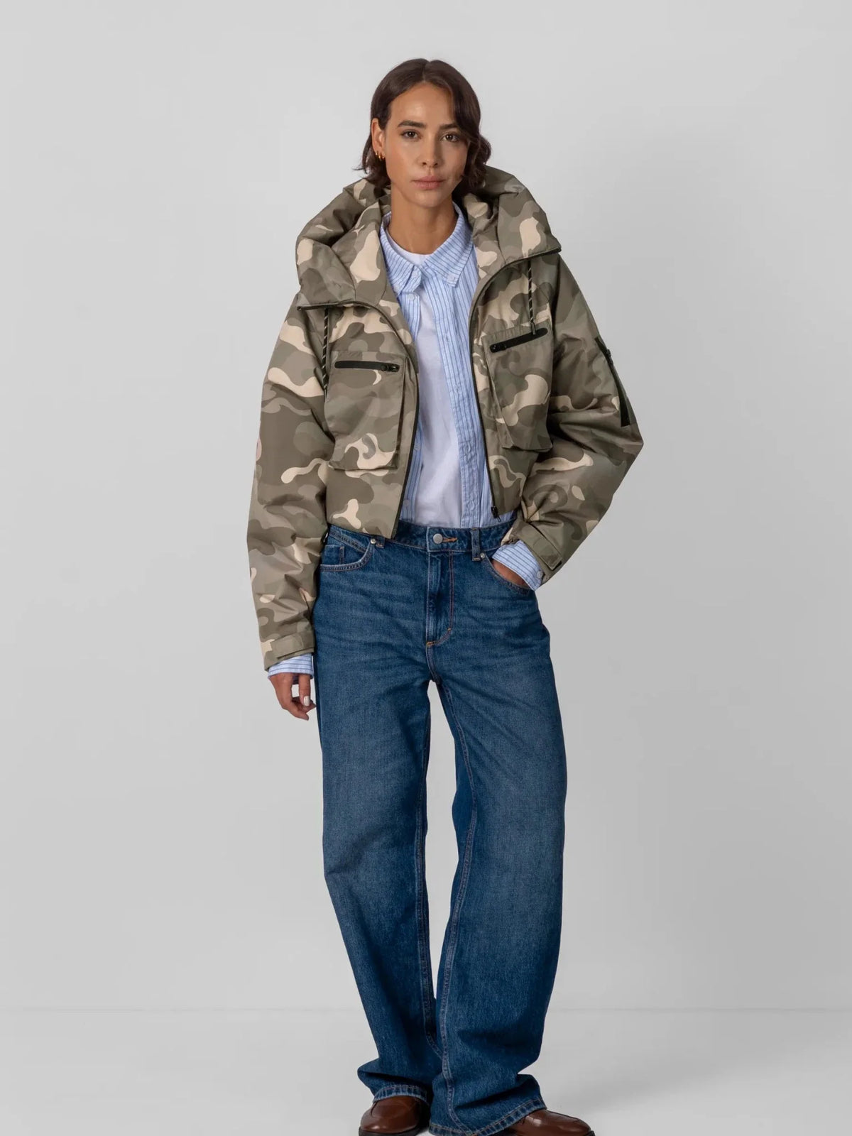PUFFLT Padded Cropped Hooded Rain Jacket