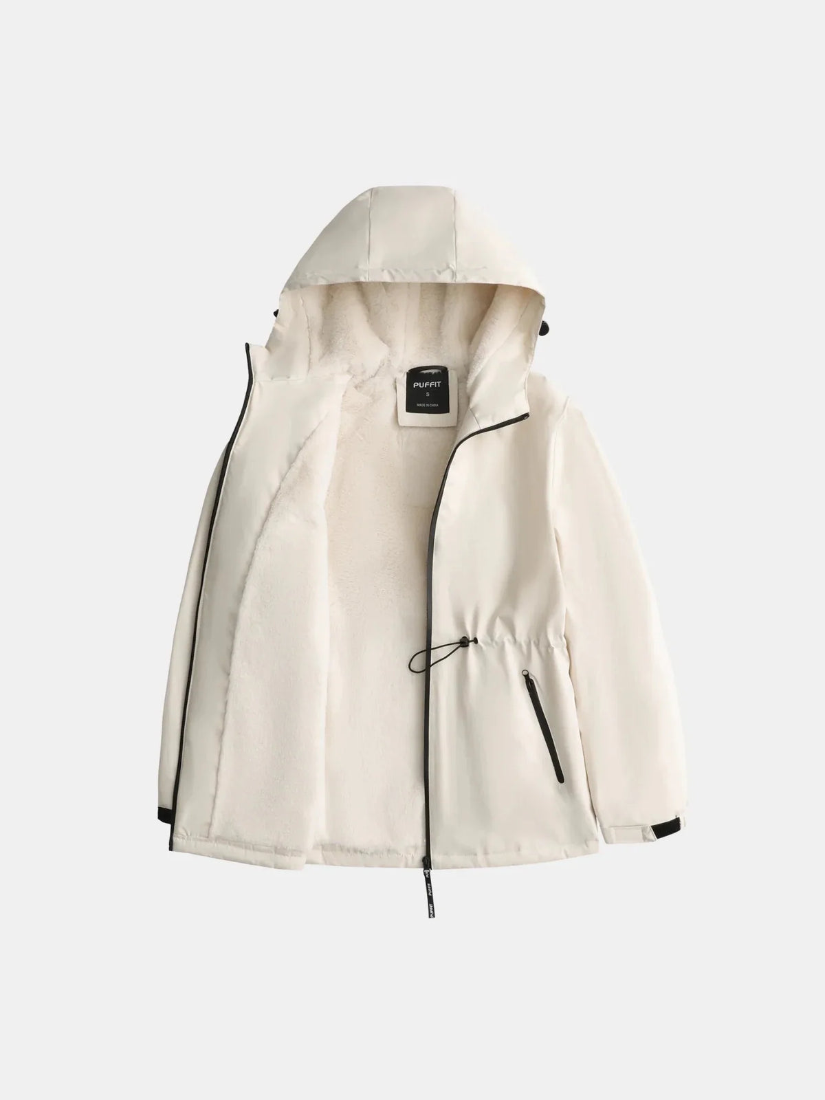 PUFFLT Faux Fur Lined Full Zip Rain Jacket