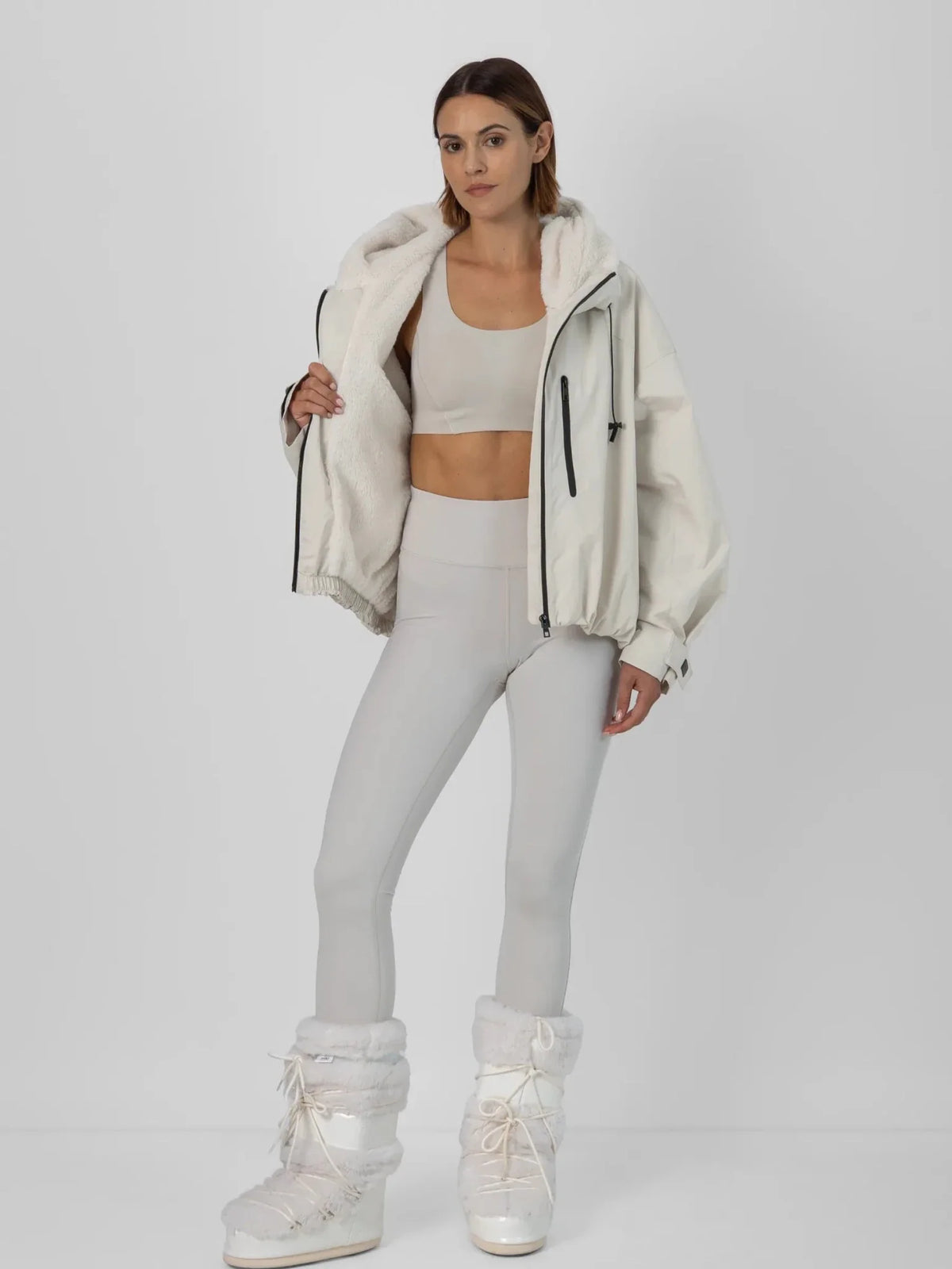 PUFFLT Faux Fur Lined One Size Short Oversized Rain Jacket