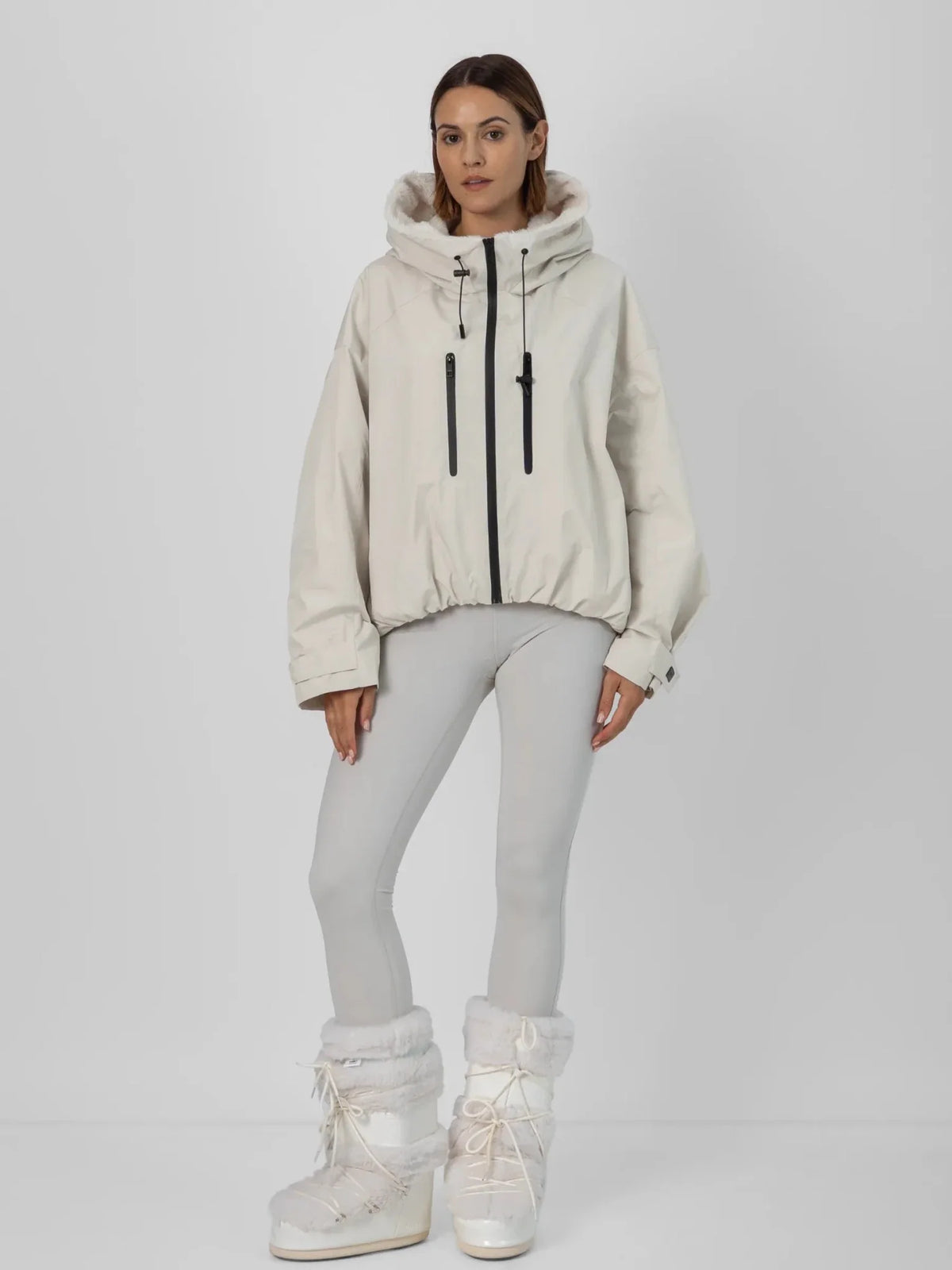 PUFFLT Faux Fur Lined One Size Short Oversized Rain Jacket