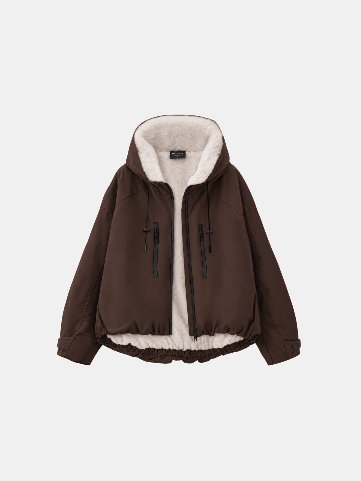 PUFFLT Faux Fur Lined One Size Short Oversized Rain Jacket
