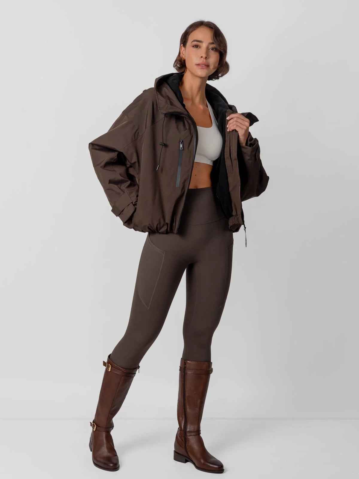 PUFFLT Fleece Lined One Size Short Oversized Rain Jacket