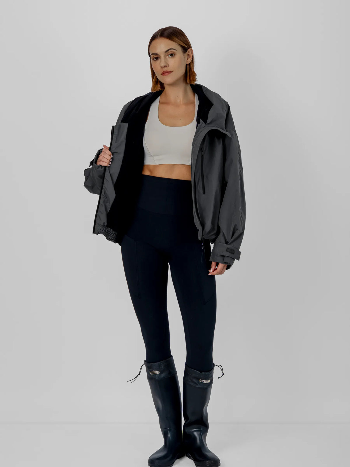 PUFFLT Fleece Lined One Size Short Oversized Rain Jacket