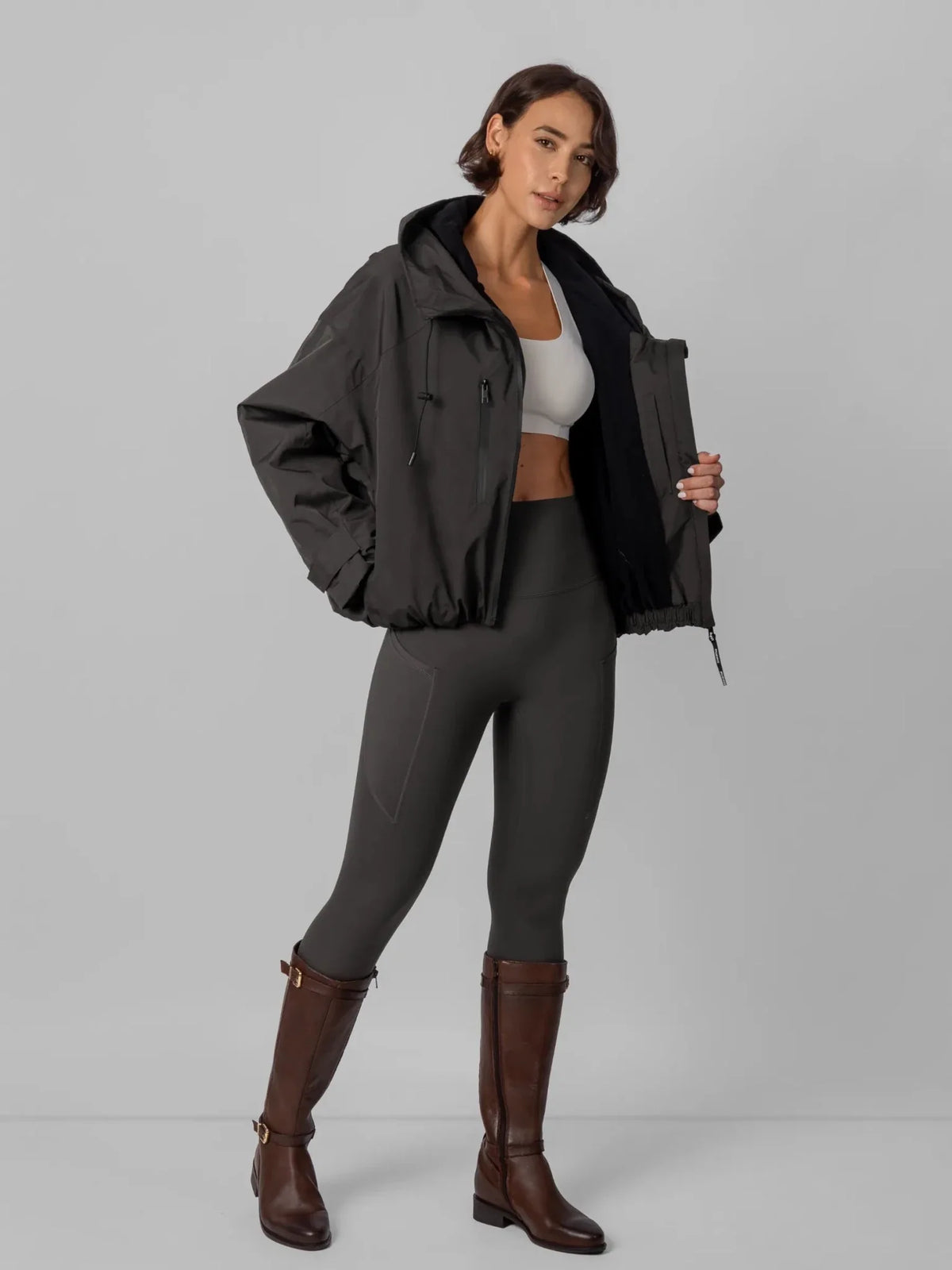 PUFFLT Fleece Lined One Size Short Oversized Rain Jacket