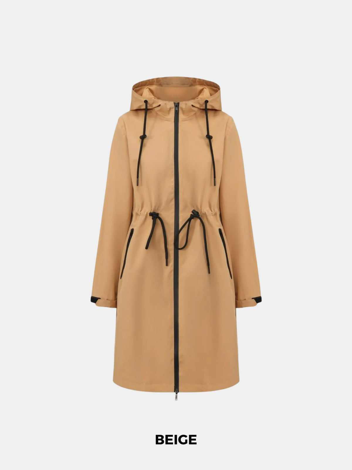 PUFFLT Beige Full Length Brushed Lined Raincoat