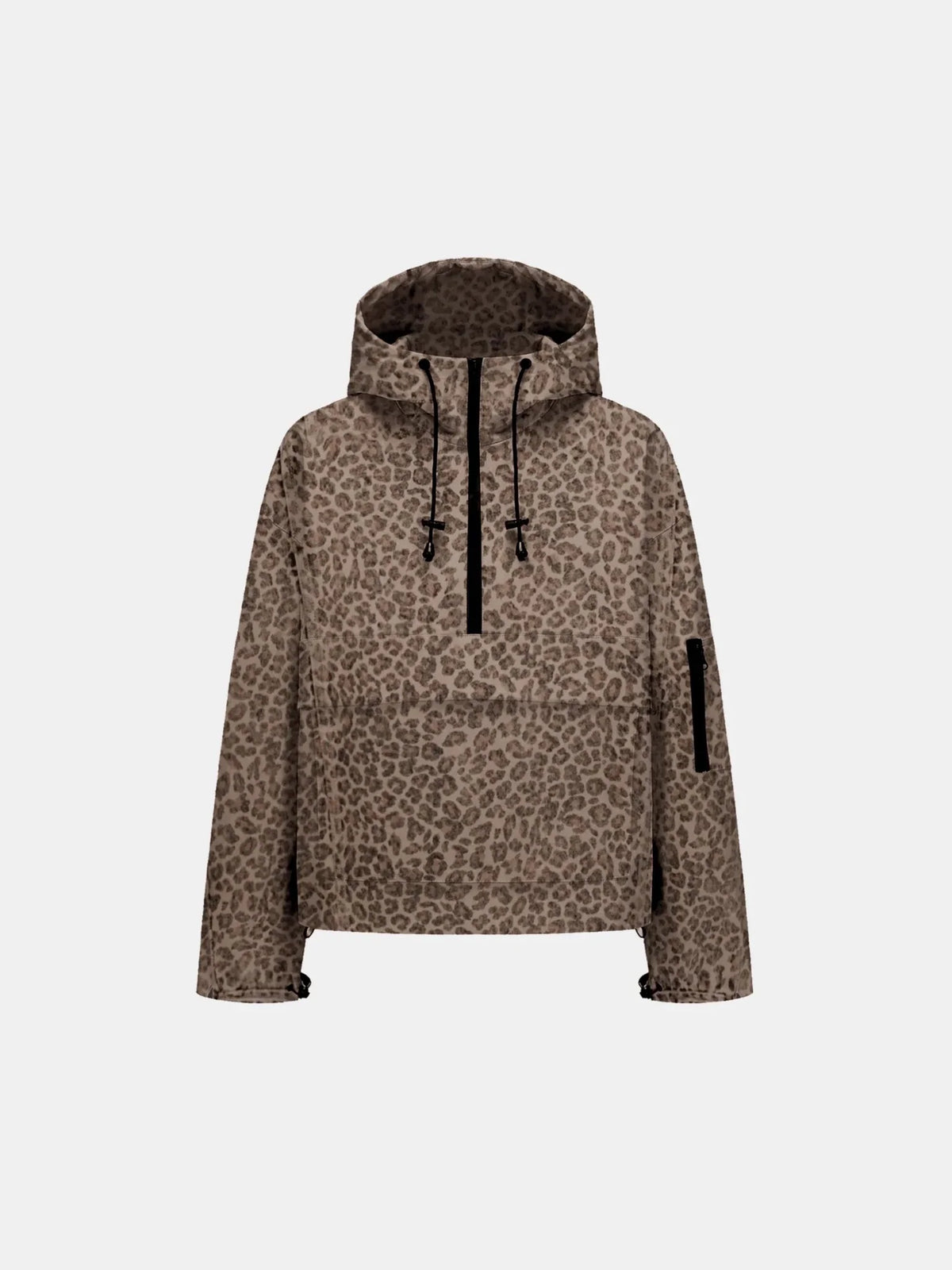 PUFFLT Leopard Print Relaxed Fit Rain Hoodie