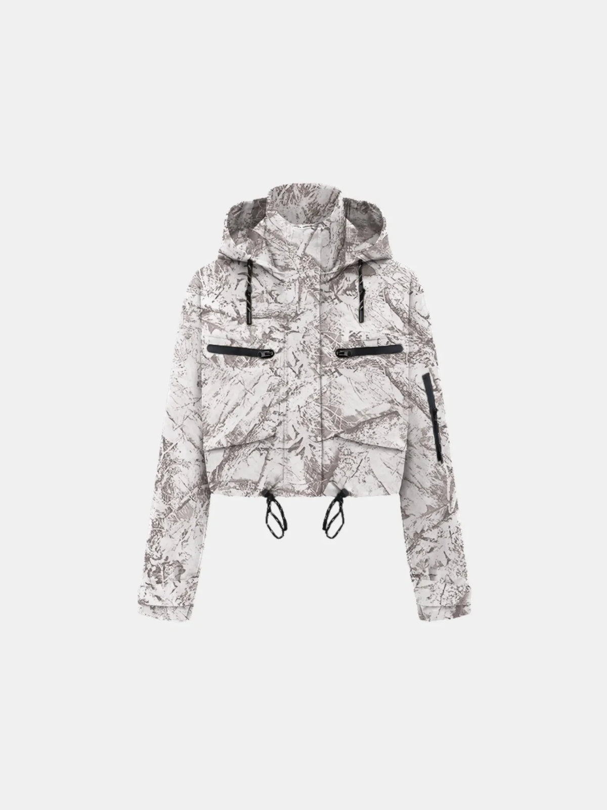 PUFFLT Mist Camo Cropped Detached Hooded Rain Jacket