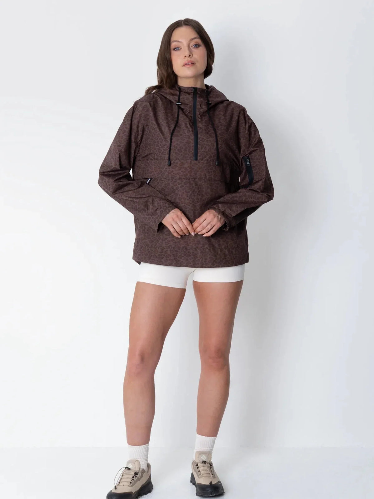PUFFLT Mocha Leopard Relaxed Fit Rain Hoodie