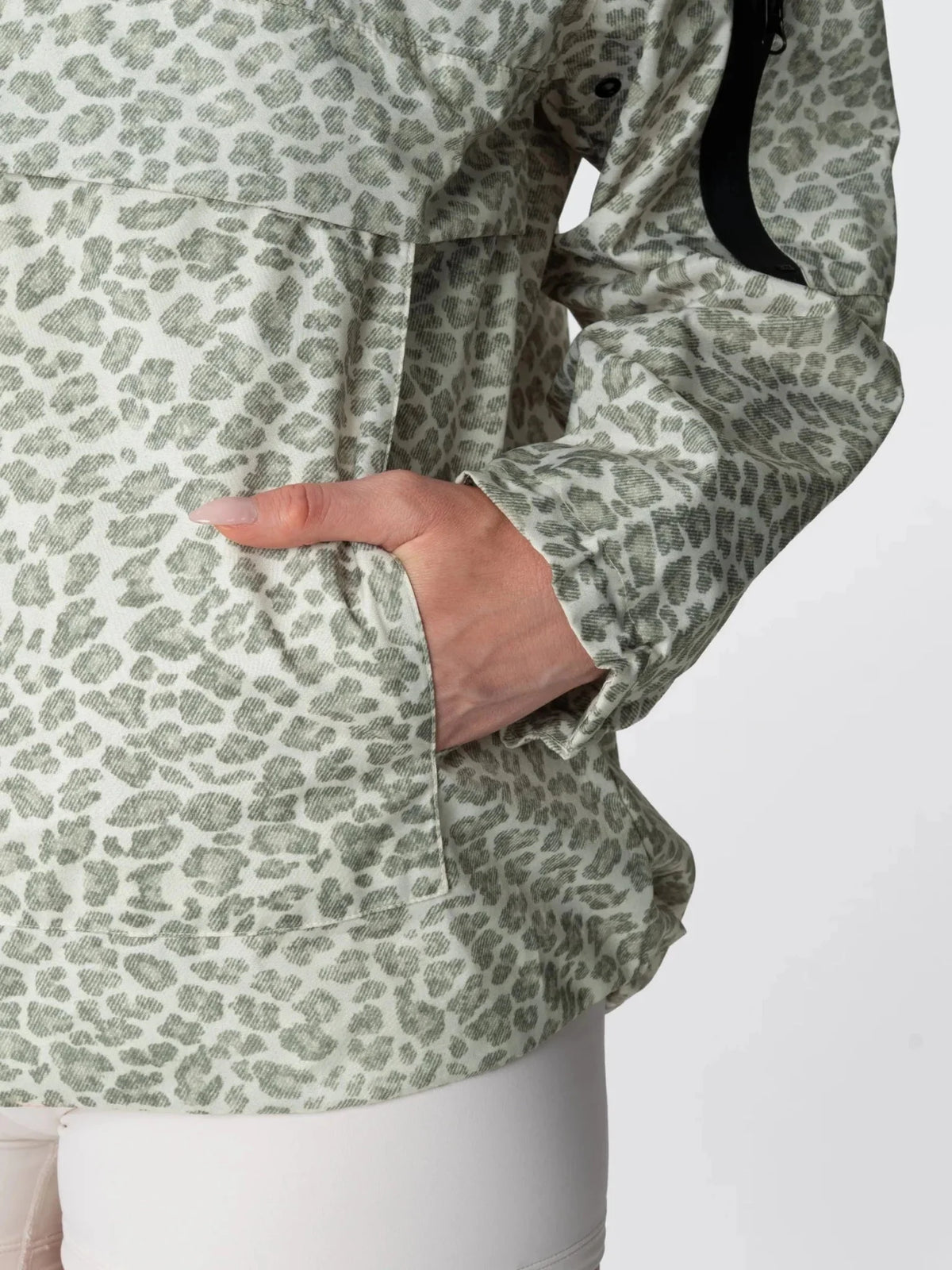 PUFFLT Olive Leopard Relaxed Fit Rain Hoodie