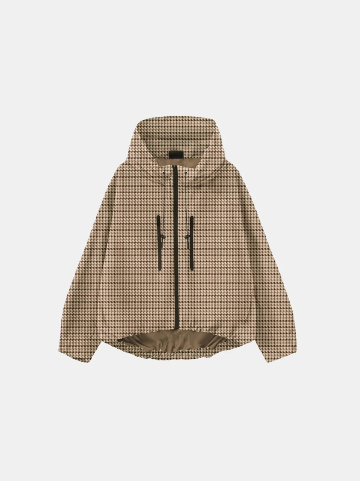 PUFFLT One Size Beige Houndstooth Short Oversized Rain Jacket