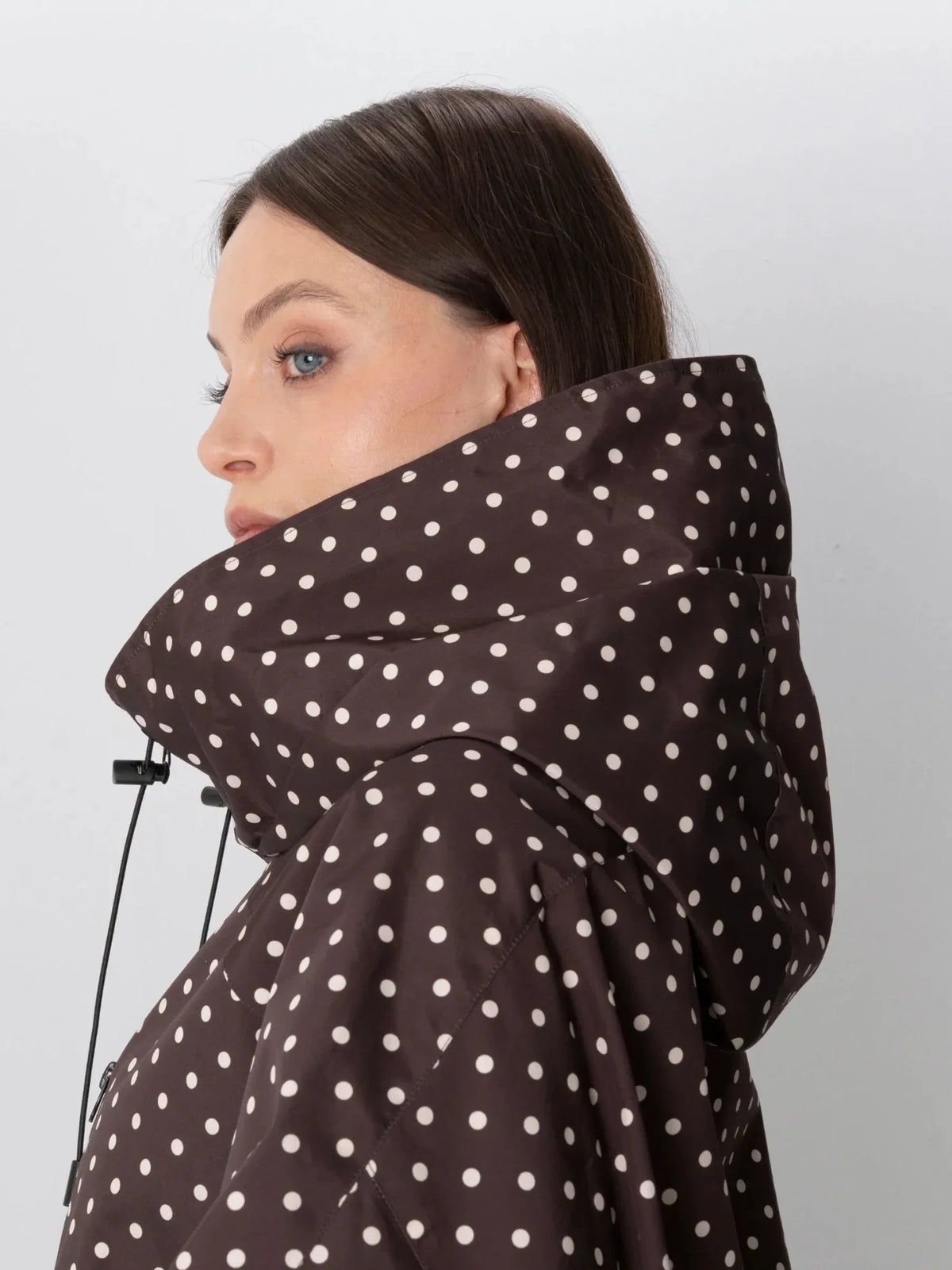 PUFFLT One Size Brown Dot Short Oversized Rain Jacket