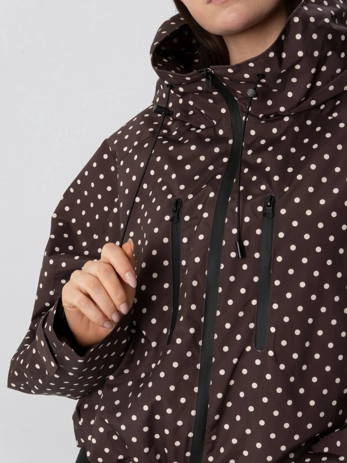 PUFFLT One Size Brown Dot Short Oversized Rain Jacket