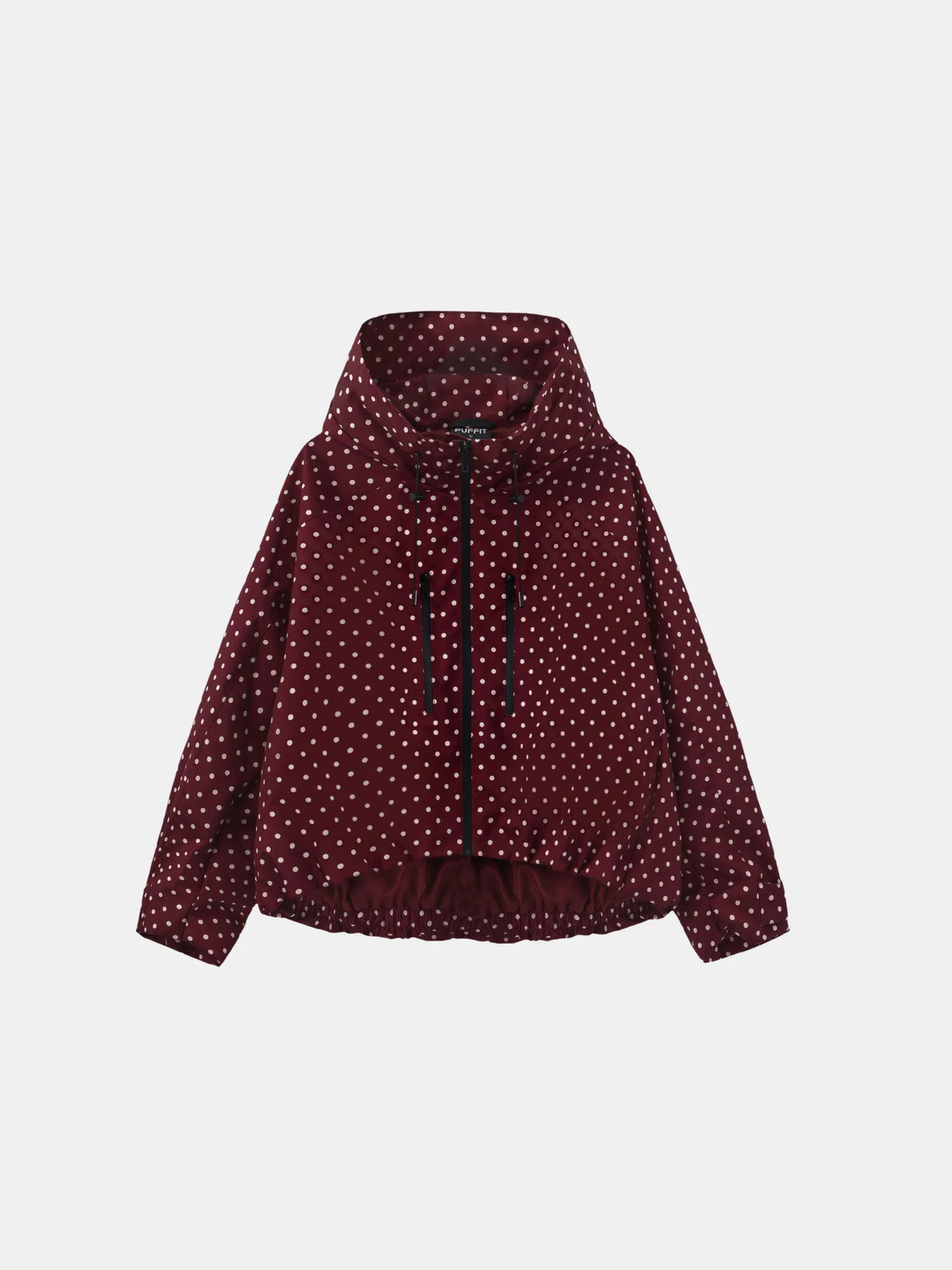 PUFFLT One Size Burgundy Dot Short Oversized Rain Jacket