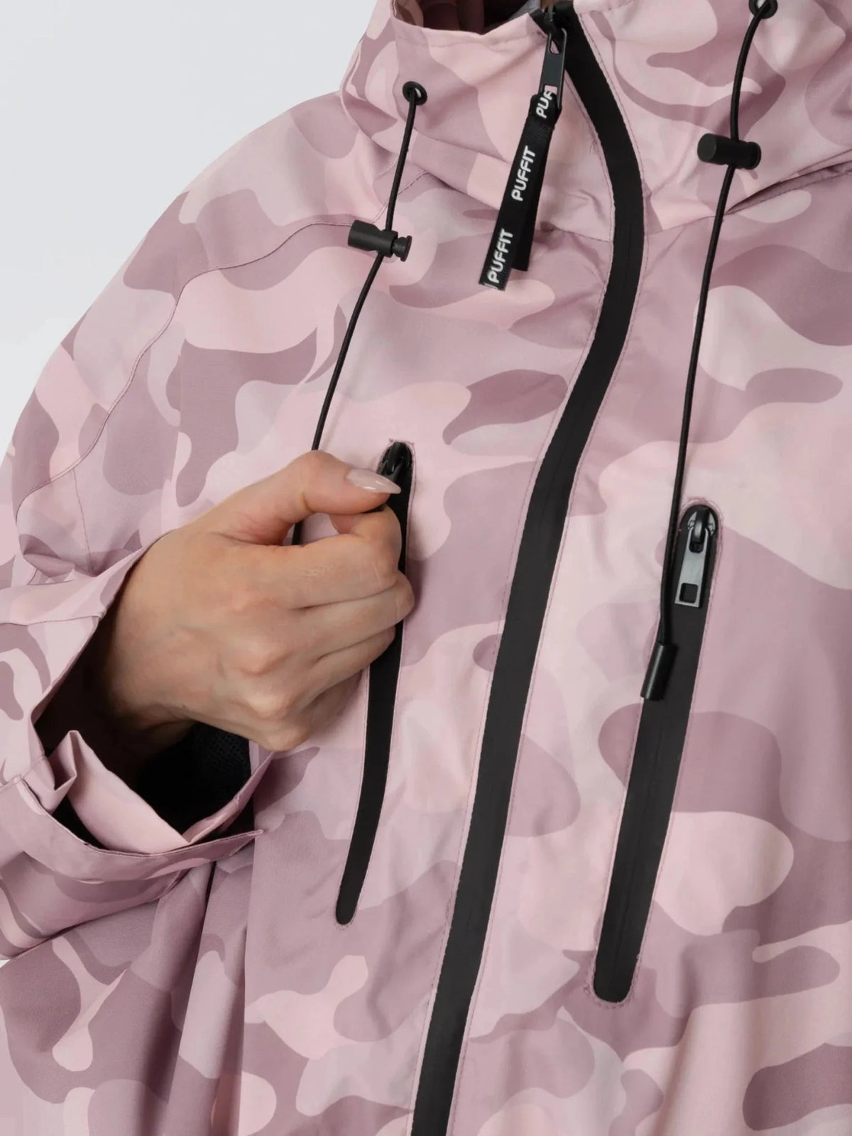 PUFFLT One Size Pink Camo Short Oversized Rain Jacket