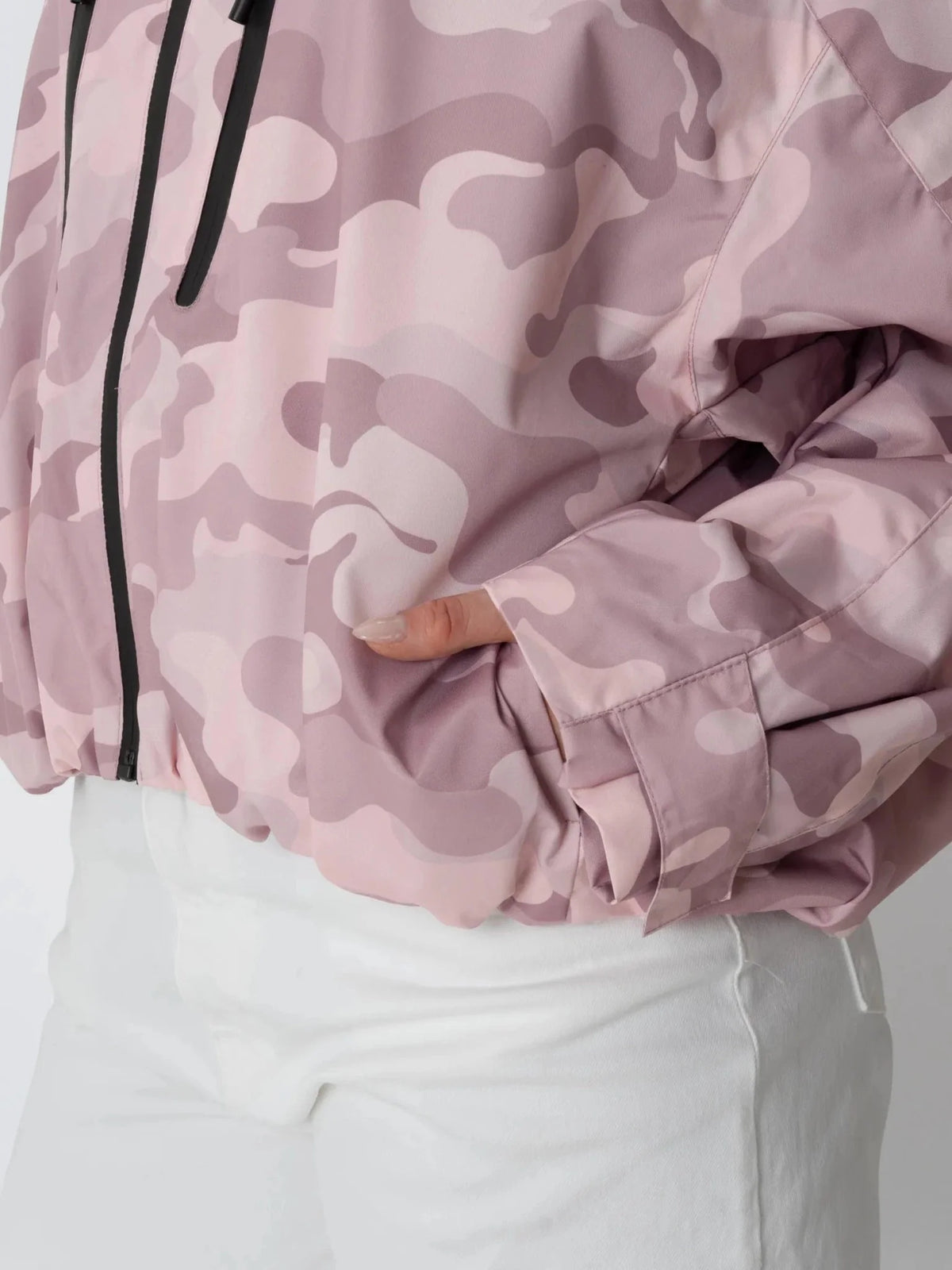 PUFFLT One Size Pink Camo Short Oversized Rain Jacket