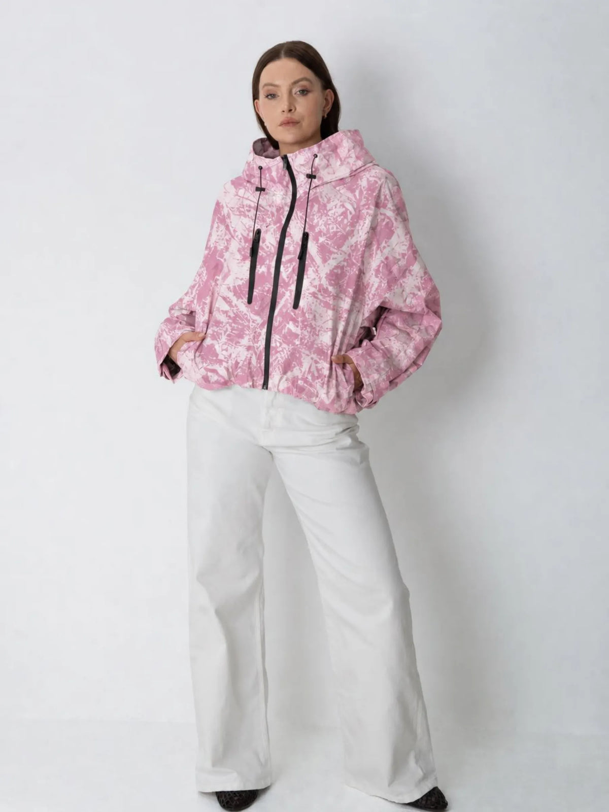 PUFFLT One Size Pink Forest Camo Short Oversized Rain Jacket