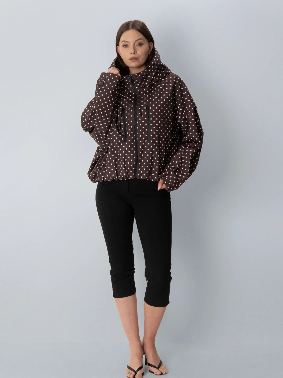 PUFFLT One Size Brown Dot Short Oversized Rain Jacket