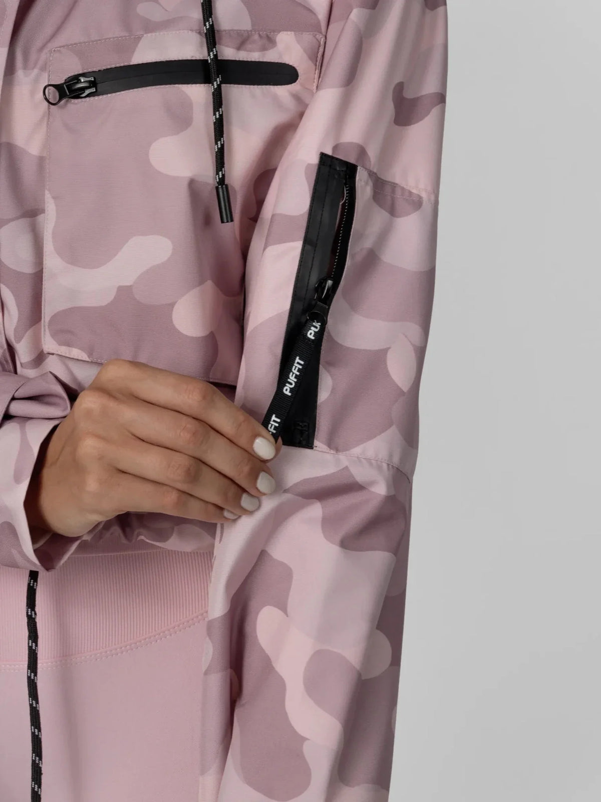 PUFFLT Mist Camo Cropped Detached Hooded Rain Jacket