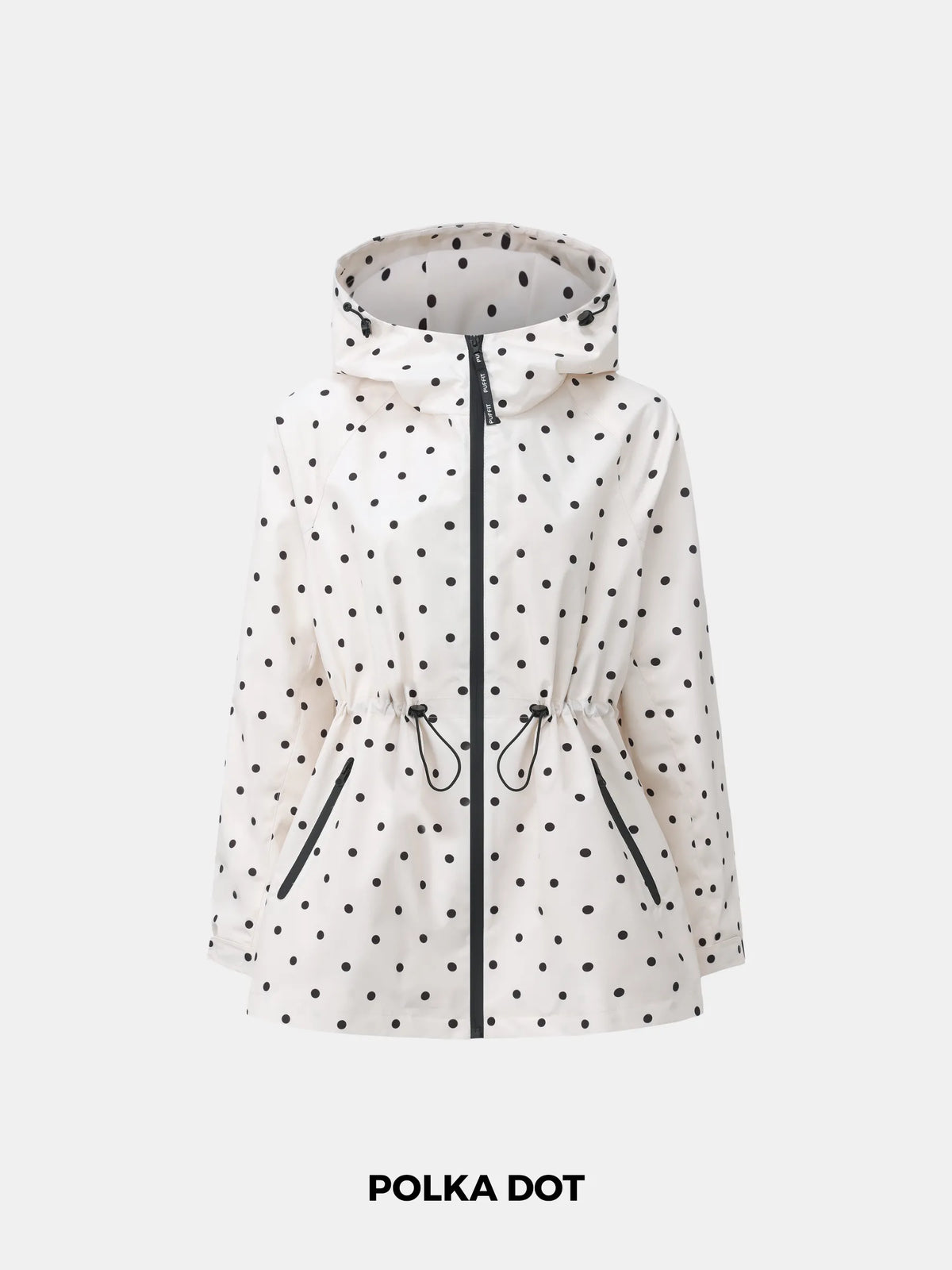 PUFFLT Polka Dot Full-Zip Rain Jacket