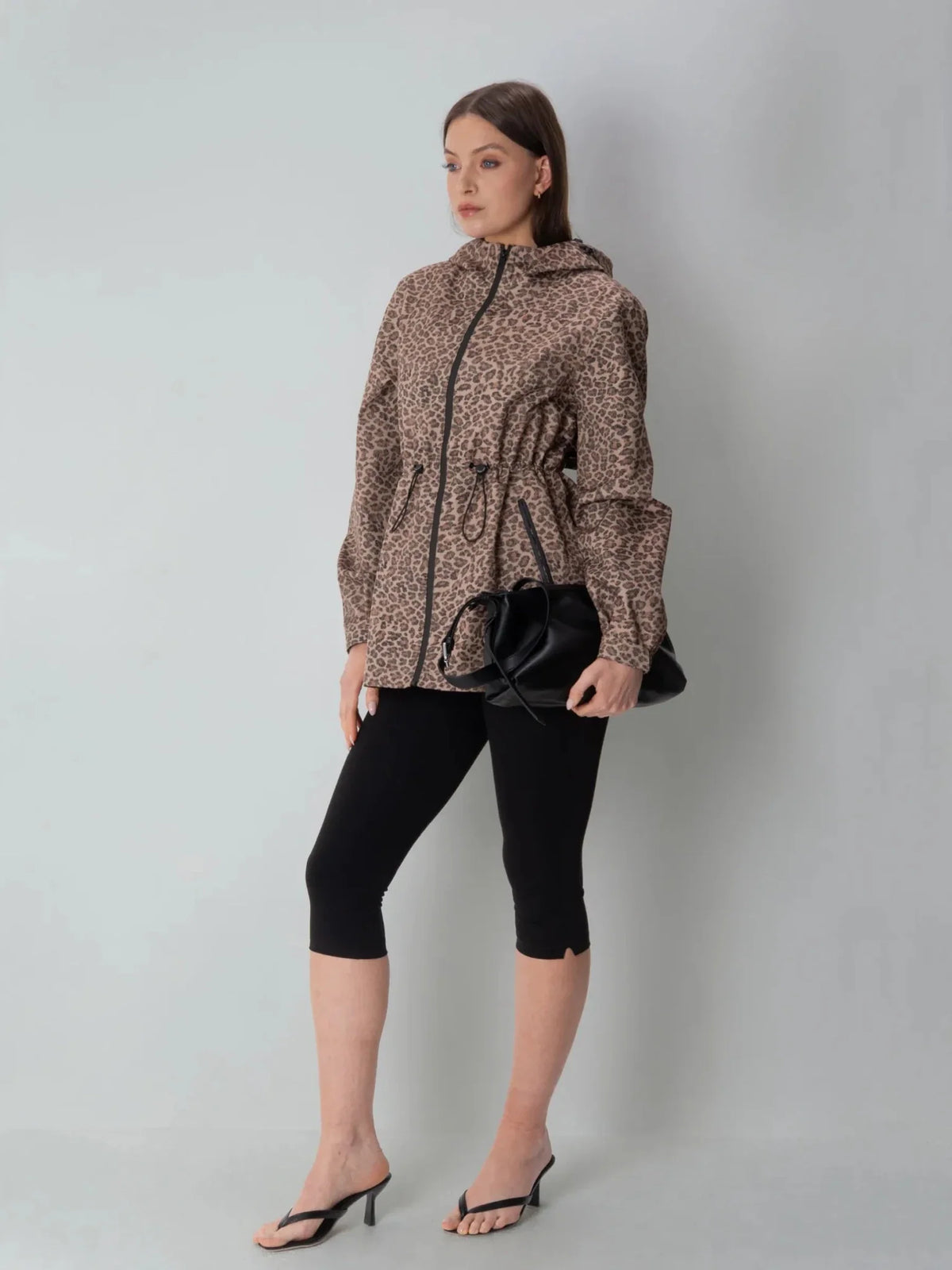 PUFFLT Leopard Full Zip Rain Coat