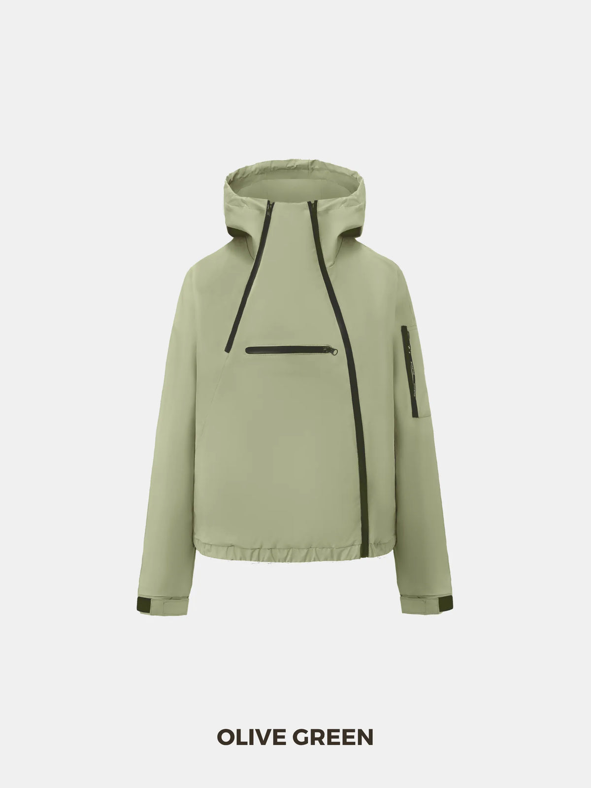 PUFFLT Short Asymmetric Zip Rain Hoodie