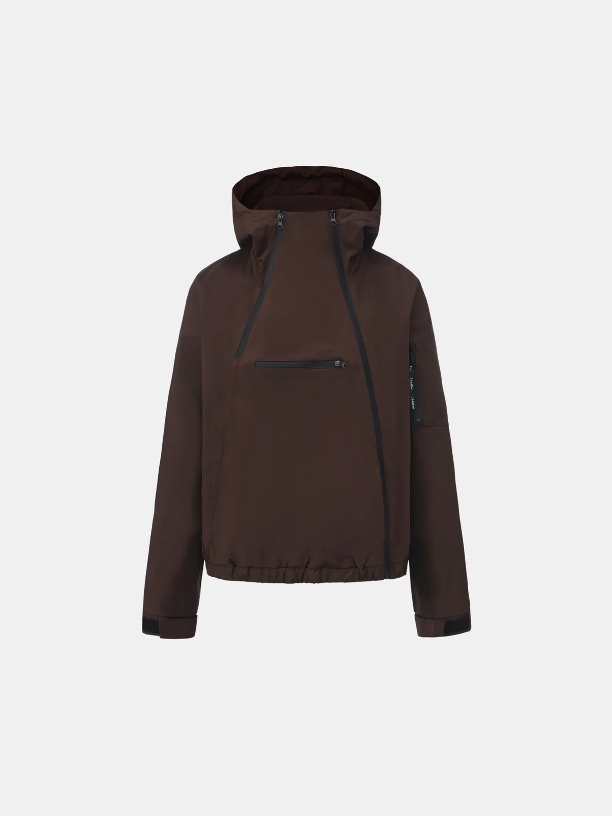 PUFFLT Short Asymmetric Zip Rain Hoodie